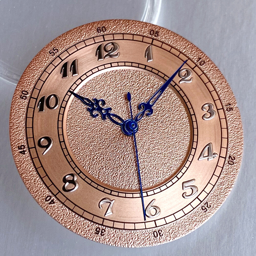 Brown Silver Watch Dial 33.5mm Blue Arabic Numerals Hand Set Fit NH35 NH36 NH38