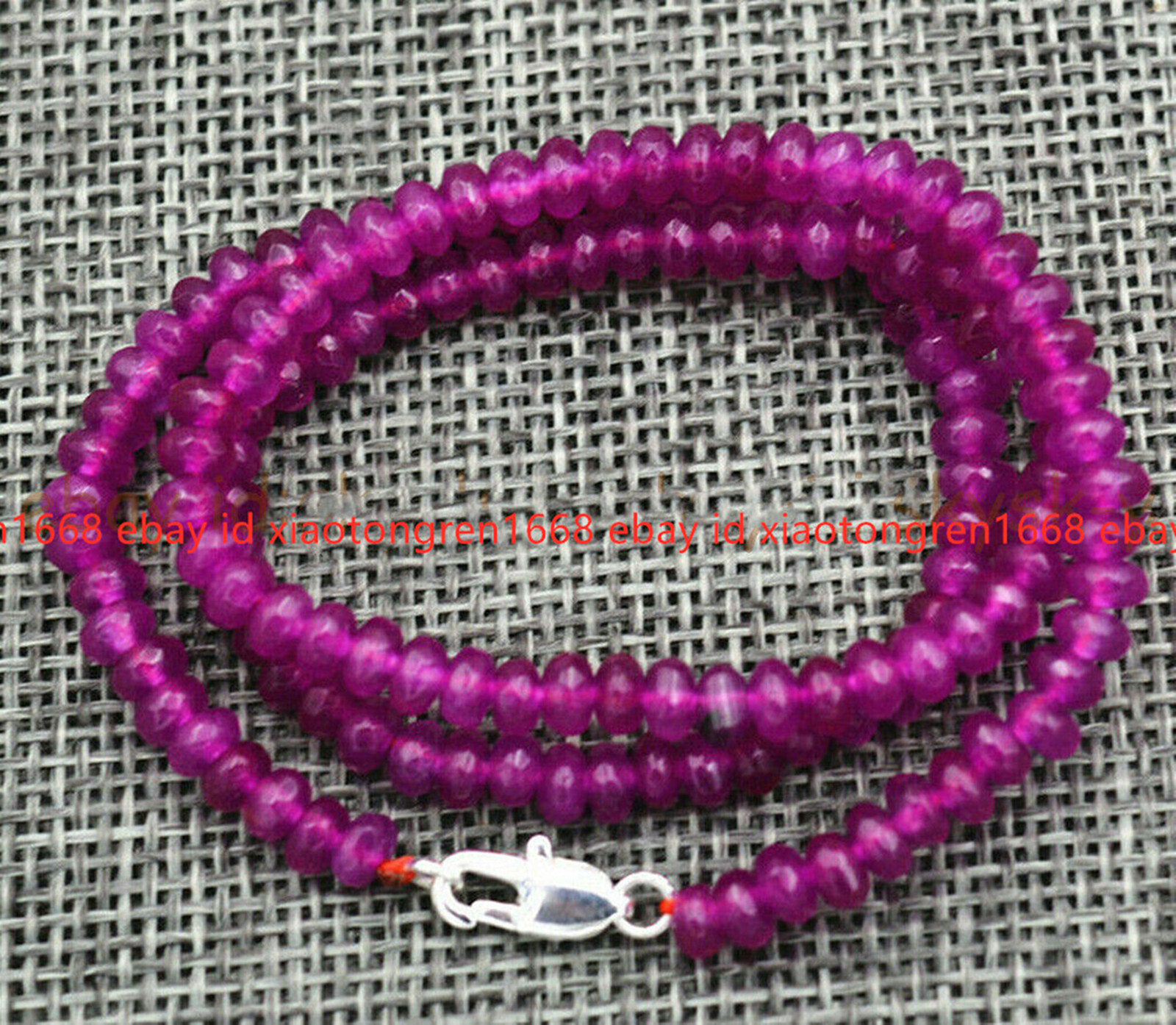 Fashion 2x4mm Faceted Fuchsia Jade Roundel Gemstone Beads Necklace 18-36”