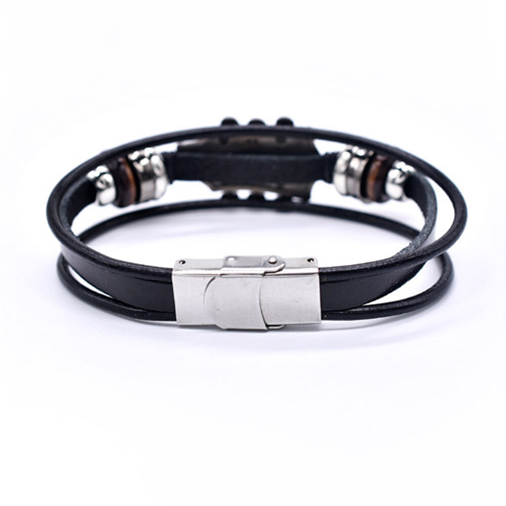 Retro Faux Leather Guitar Bracelet,Zinc Alloy Rock Music Guitar Bracelet ET
