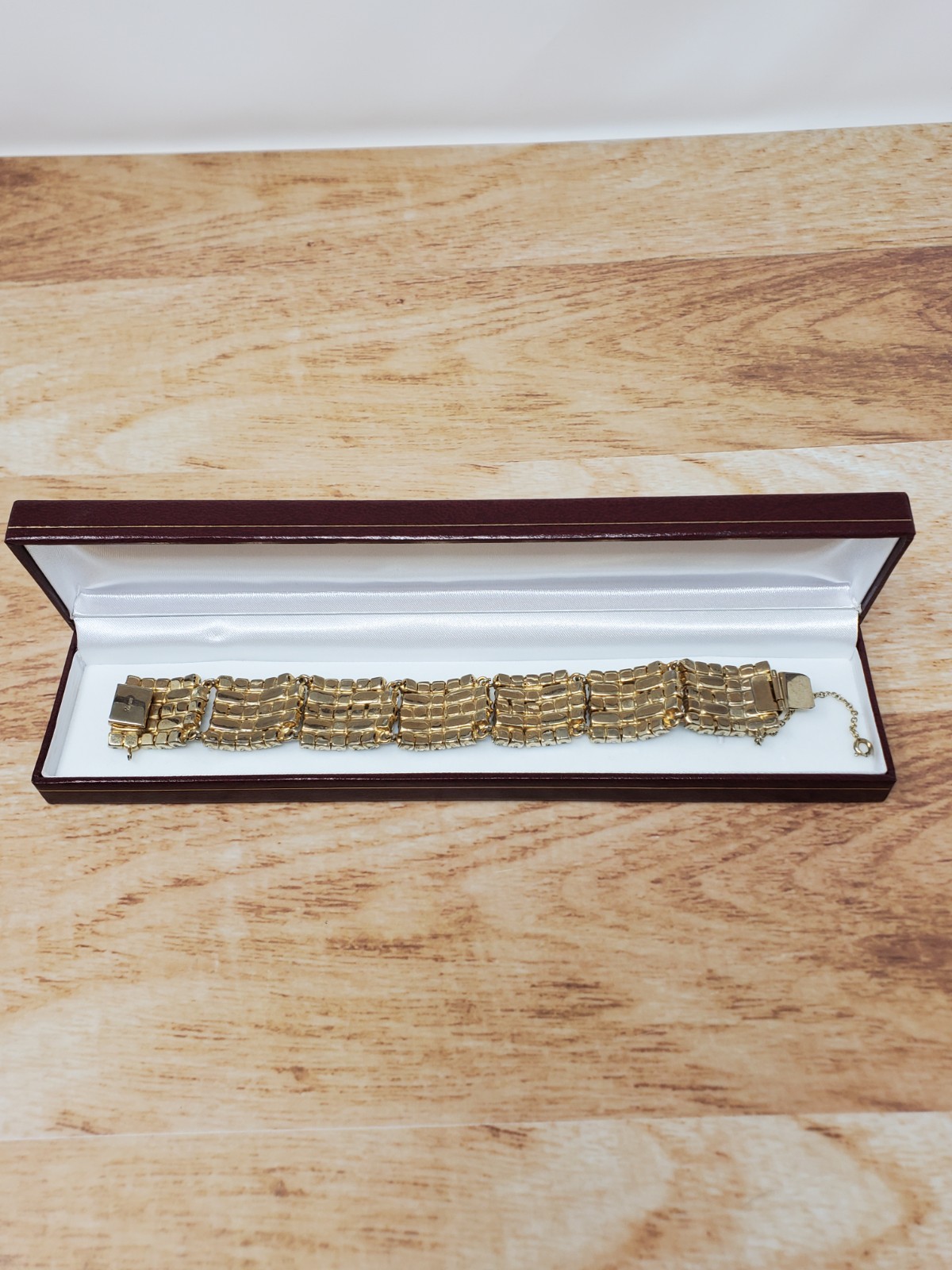Signed Sherman Champagne Aurora Borealis Bracelet and Matching Earrings