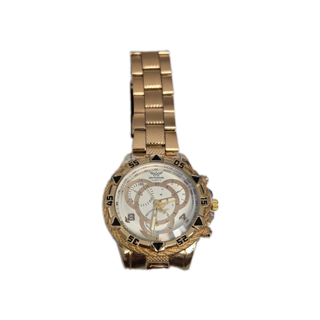 ZHOWE Men’s Quartz Analog Gold Tone Sub-Dials Round Metal Bracelet Watch