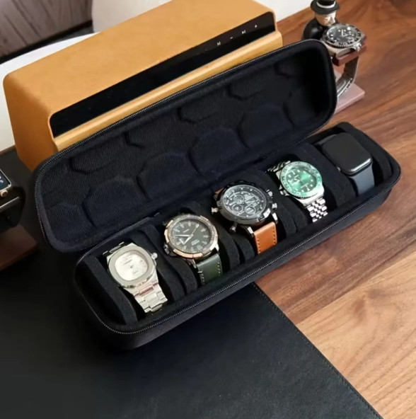 5 Slots Travel Watch Roll Case Wristwatch Display Case Watch Storage Box