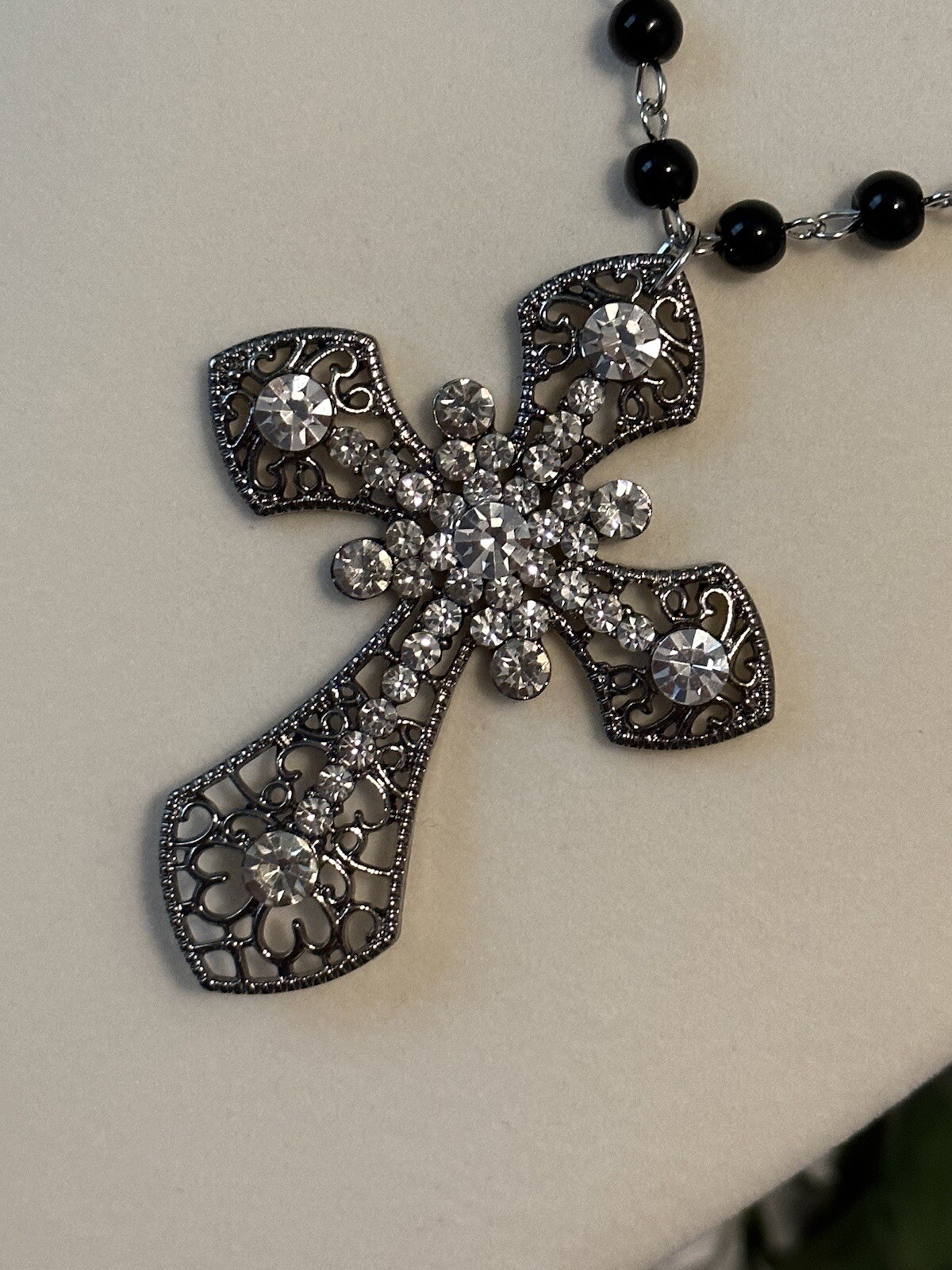 Statement Cross Necklace Choker Vampire Rosary Goth Punk Retro Big Victorian