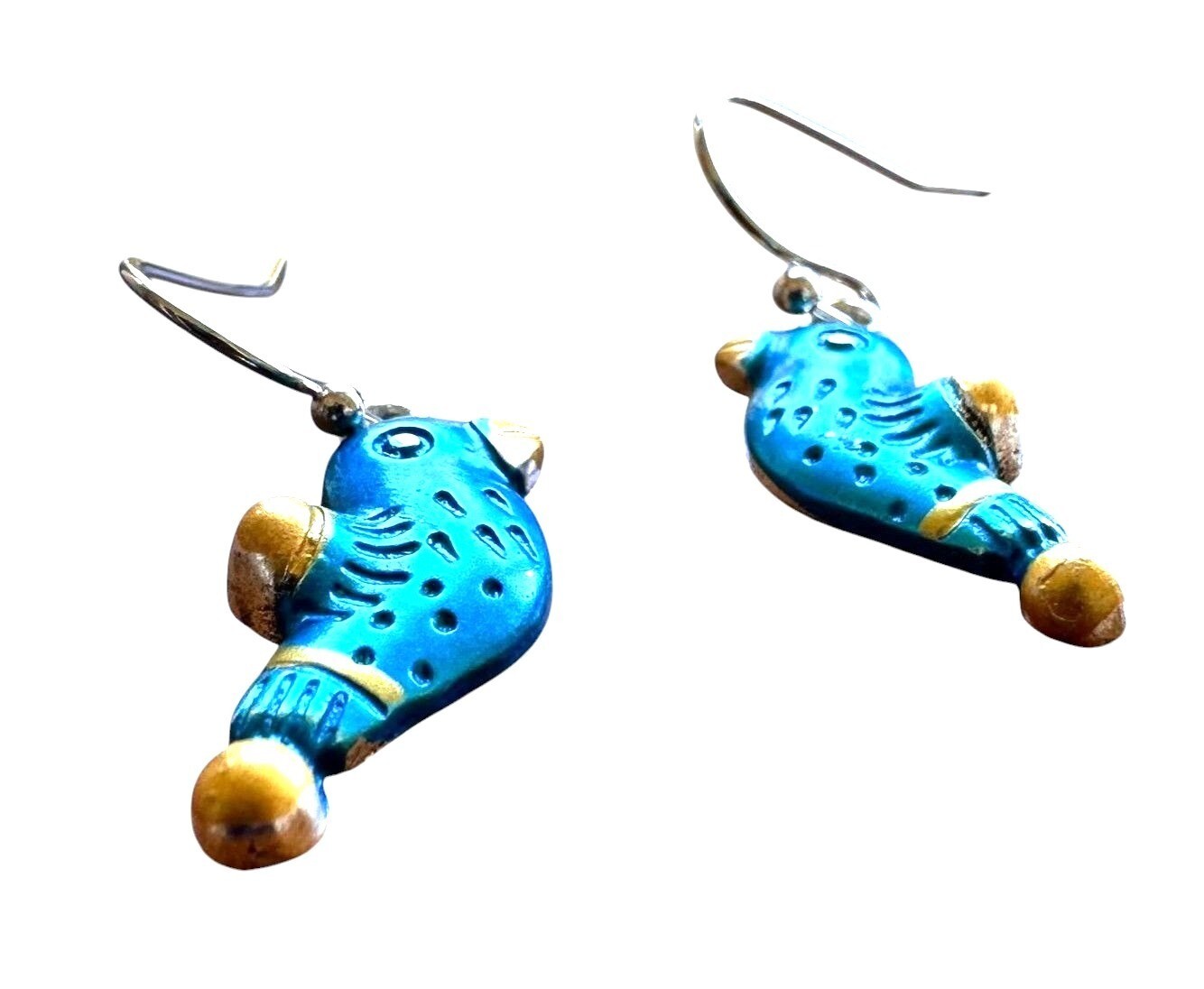 Bluebird Earrings New Painted Metal Dangle Hooks Bird Watcher Gift Birthday