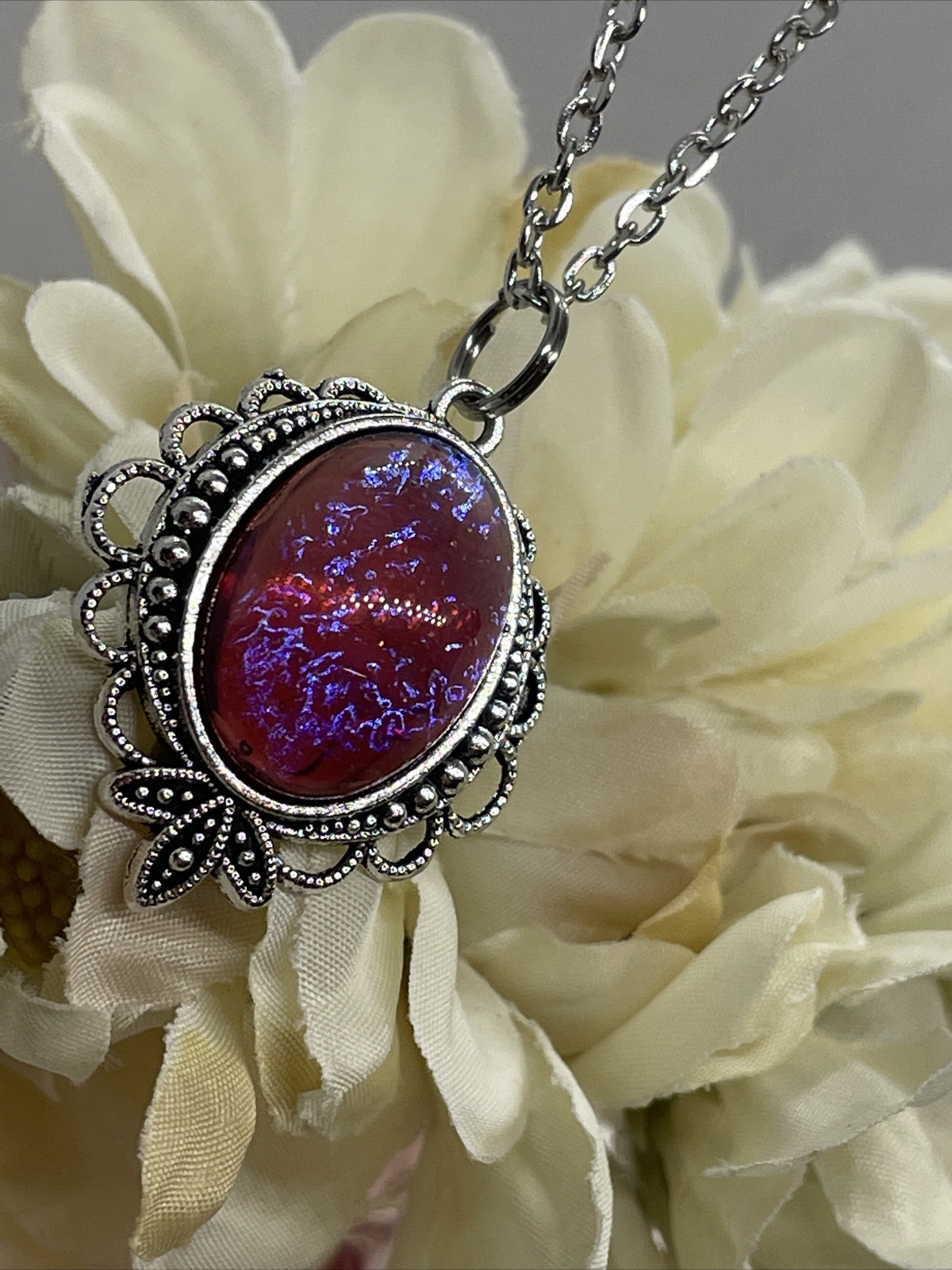 Mexican Fire Opal Dainty Necklace Pendant Anniversary Birthday Gift Mom Daughter