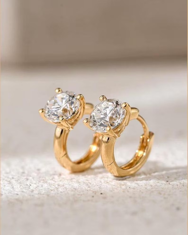 2Ct Moissanite Dangle Hoop Earrings VVS1-D Excellent Cut 14K Yellow Gold Plated
