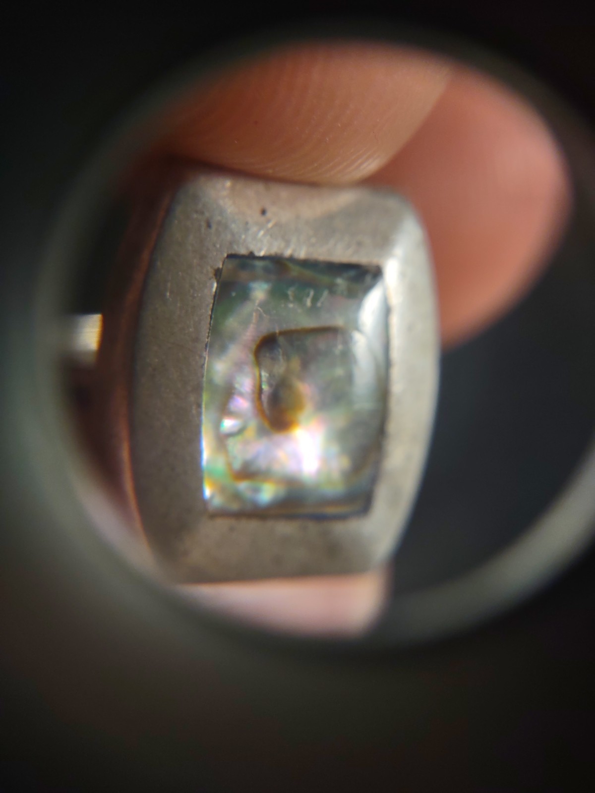 3.2 Grams Size 7.0 Sterling Silver Southwest Abalone Ring Old Pawn