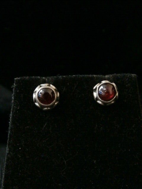 Vintage Southwestern Sterling Silver Red Handmade Stud Earring Set. #890
