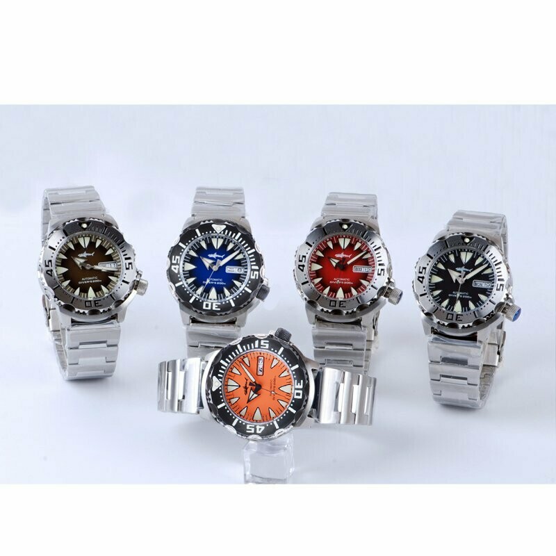 Heimdallr Sharkey Ocean Monster NH36A Day Date Automatic 200m Dive Watch C3 316L