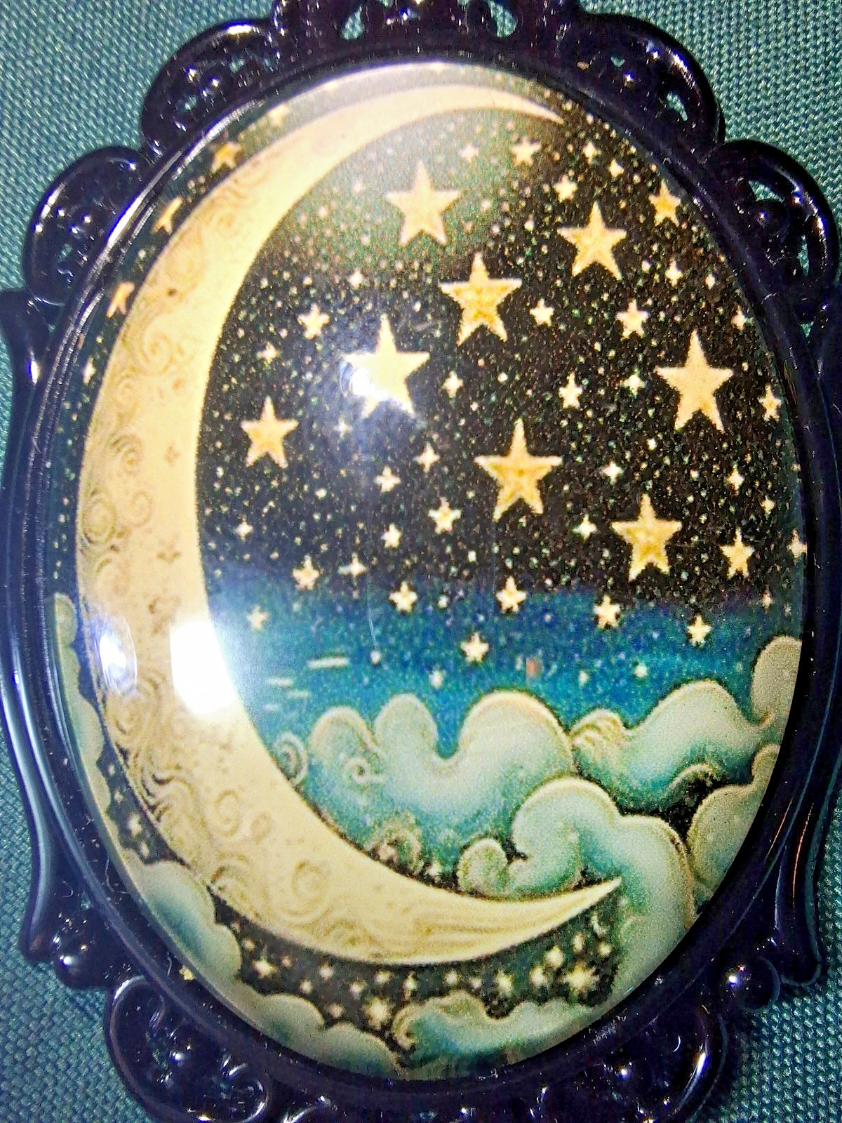 Gothic Necklace Pendant Necklace Cord Celestial Dark Punk Cameo Style Witch Emo