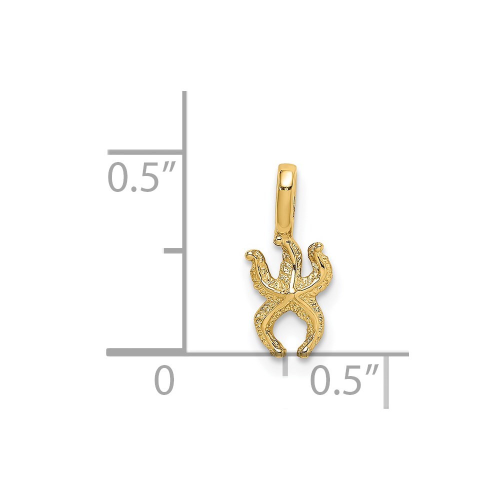 14K Yellow Gold Mini Starfish with Fixed Bail Charm Pendant L-13.2mm, W-5.6mm