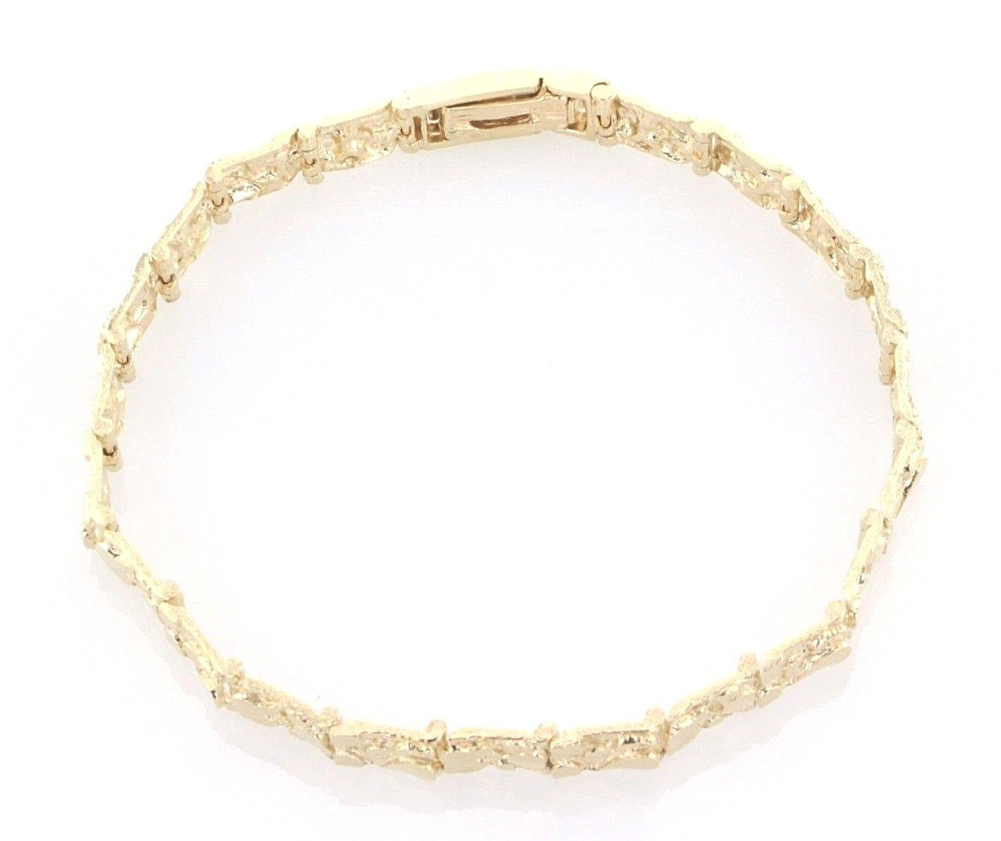 10k Yellow Gold Solid Handmade Nugget Bracelet Adjustable 8-8.5″ 7mm 15.1 grams