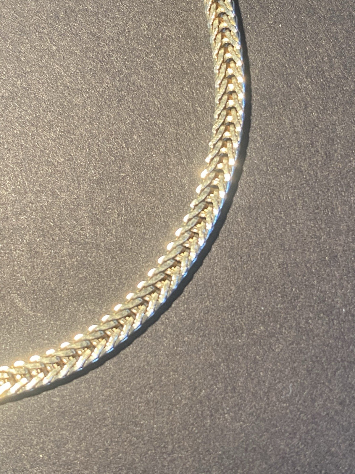 Fixed-Pendant Lariat Necklace Faux Citrine & Amethyst Herringbone Chain ’70s VTG