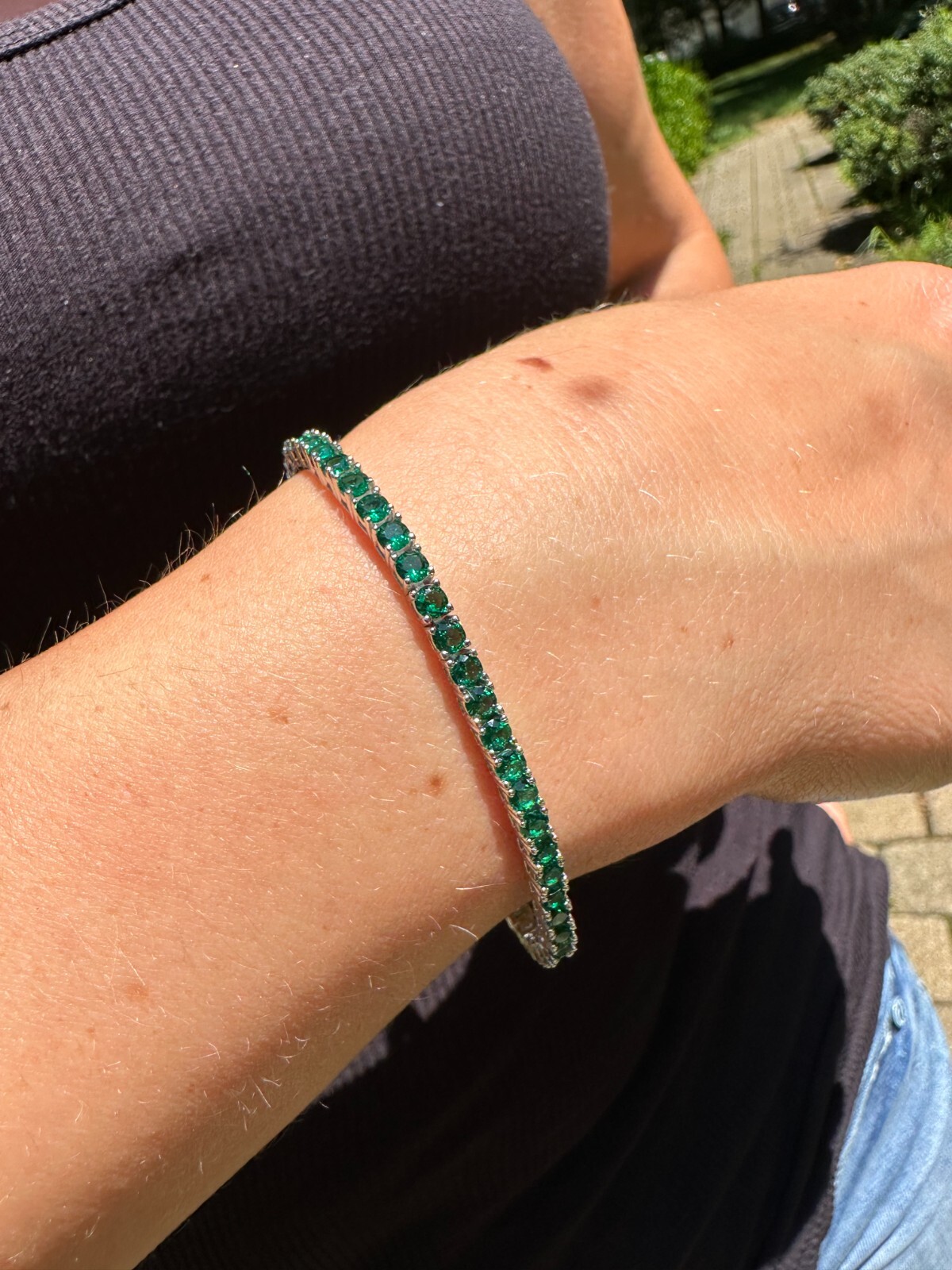 3mm Green CZ Tennis Bracelet Real Iced 925 Sterling Silver Mens Ladies 6-8.5″