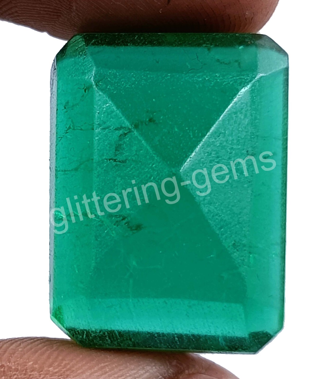 36.5 Ct Certified Zambia Green Emerald Natural Emerald Cut Gemstone 25P