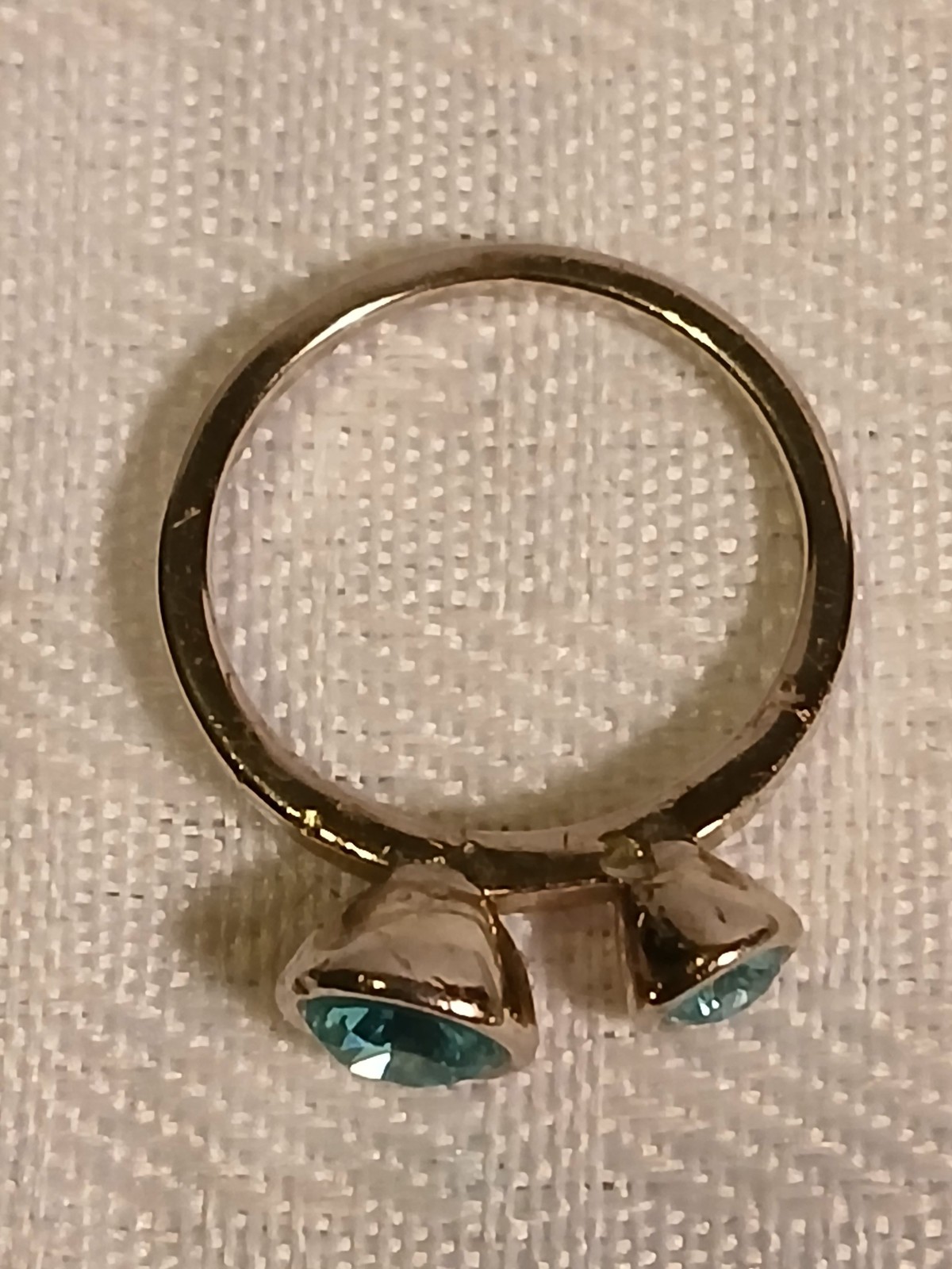 Signed NVC Nataliya V. Collister Silver Tone Teal Jewels Mother Child Ring Sz. 7