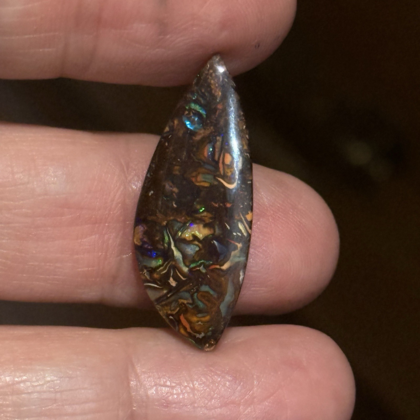 11ct 29×11.4×3.85mm Colorful Australian Koroit Boulder Opal Cabochon Gem