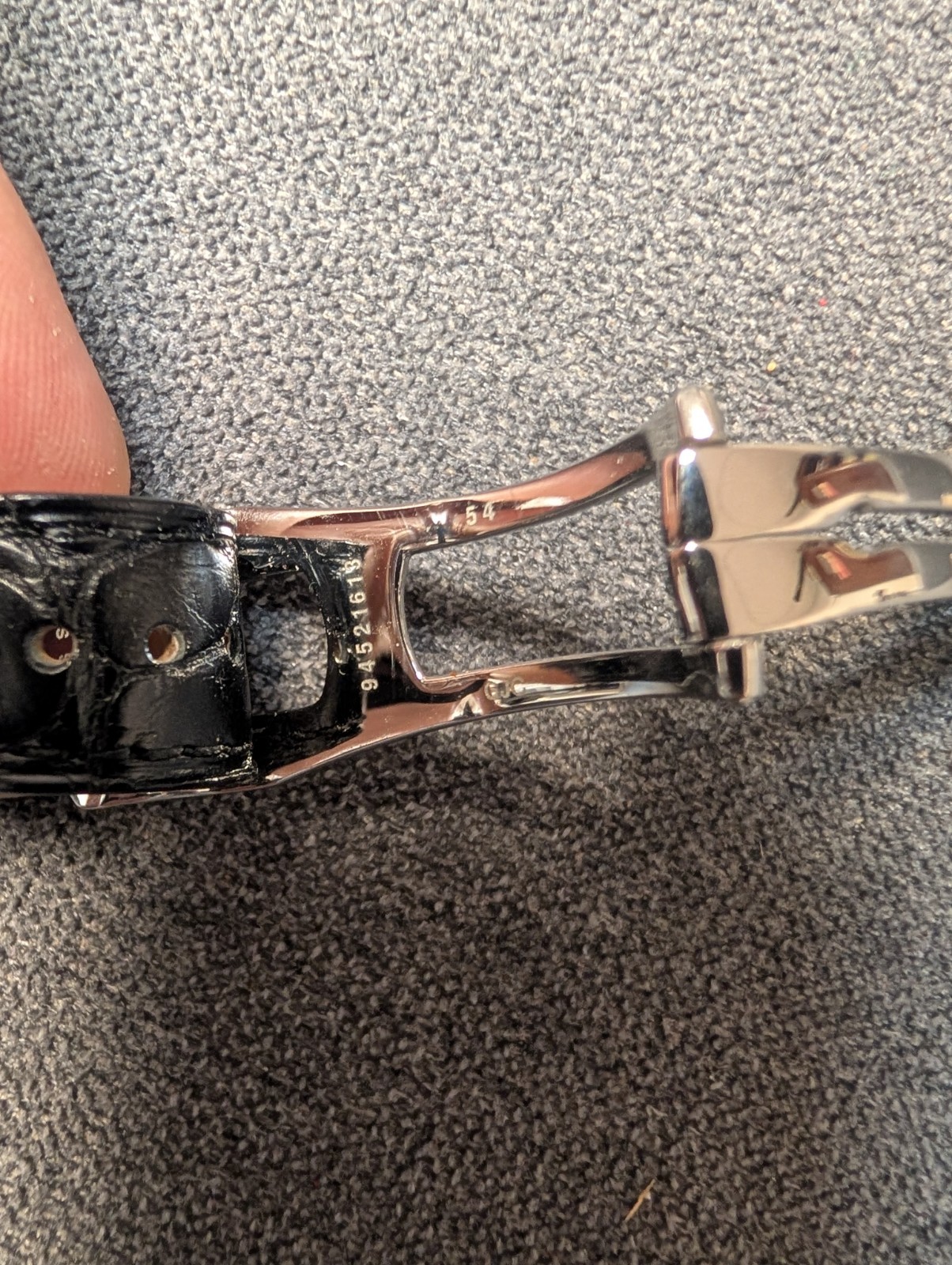 OMEGA Black Leather 20mm x 16mm 98000008 Watch Band Strap Genuine 94521613 Clasp