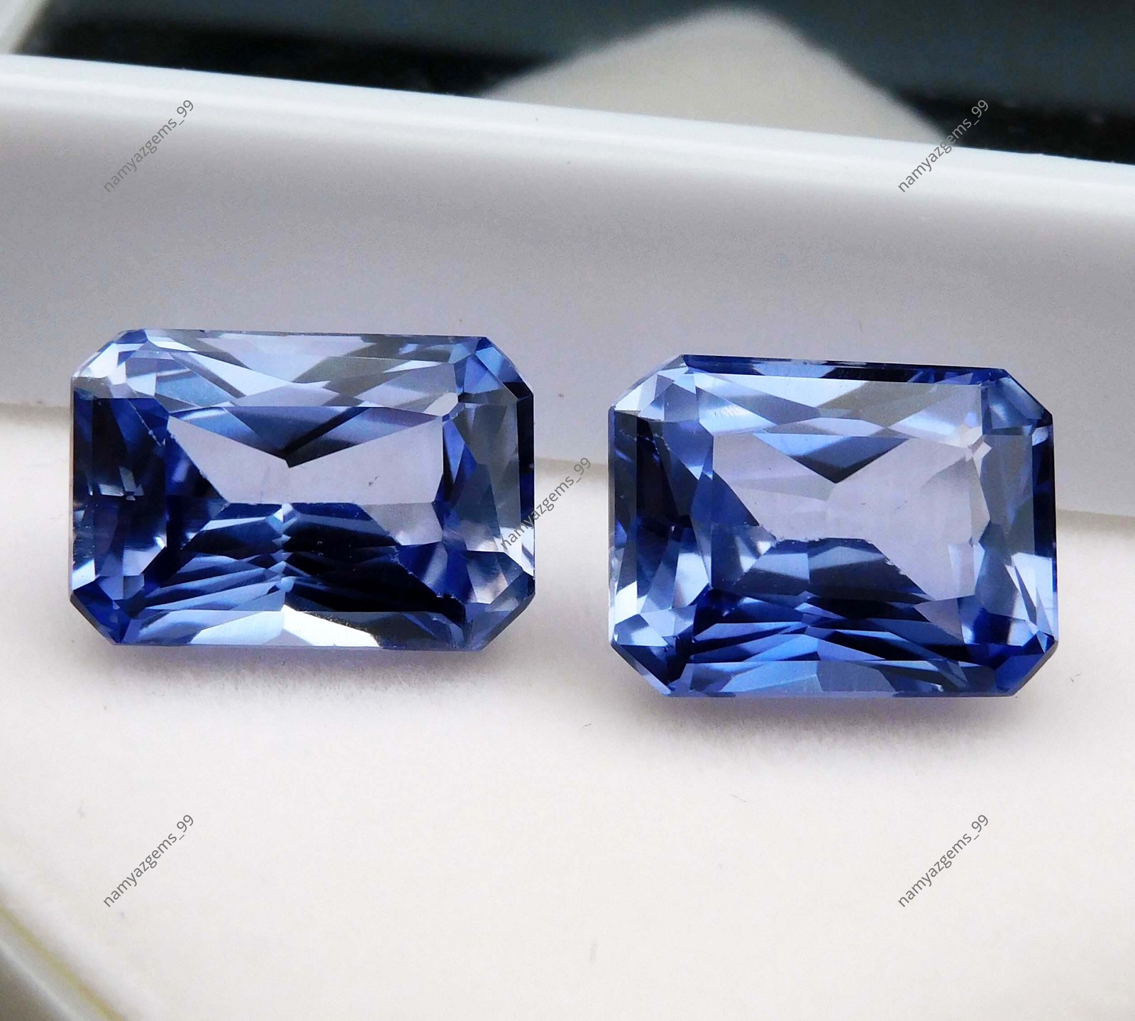 21 Ct Natural Blue Tanzanite Emerald Cut Certified AAA Loose Gemstone Pair