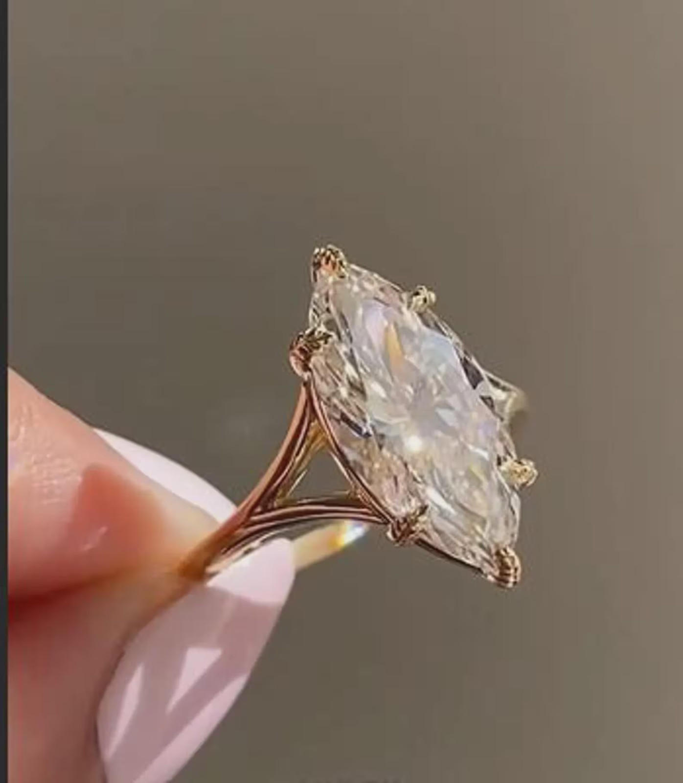 2 CT Marquise Cut Moissanite Solitaire Engagement Ring, Split Shank Wedding Ring