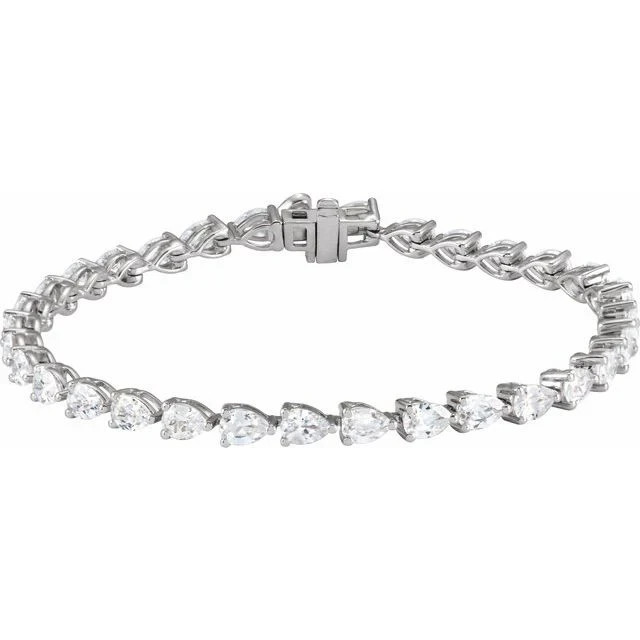 Lab Grown 6.50 Ctw. Pear Cut Diamond Tennis Bracelet 7 Inches