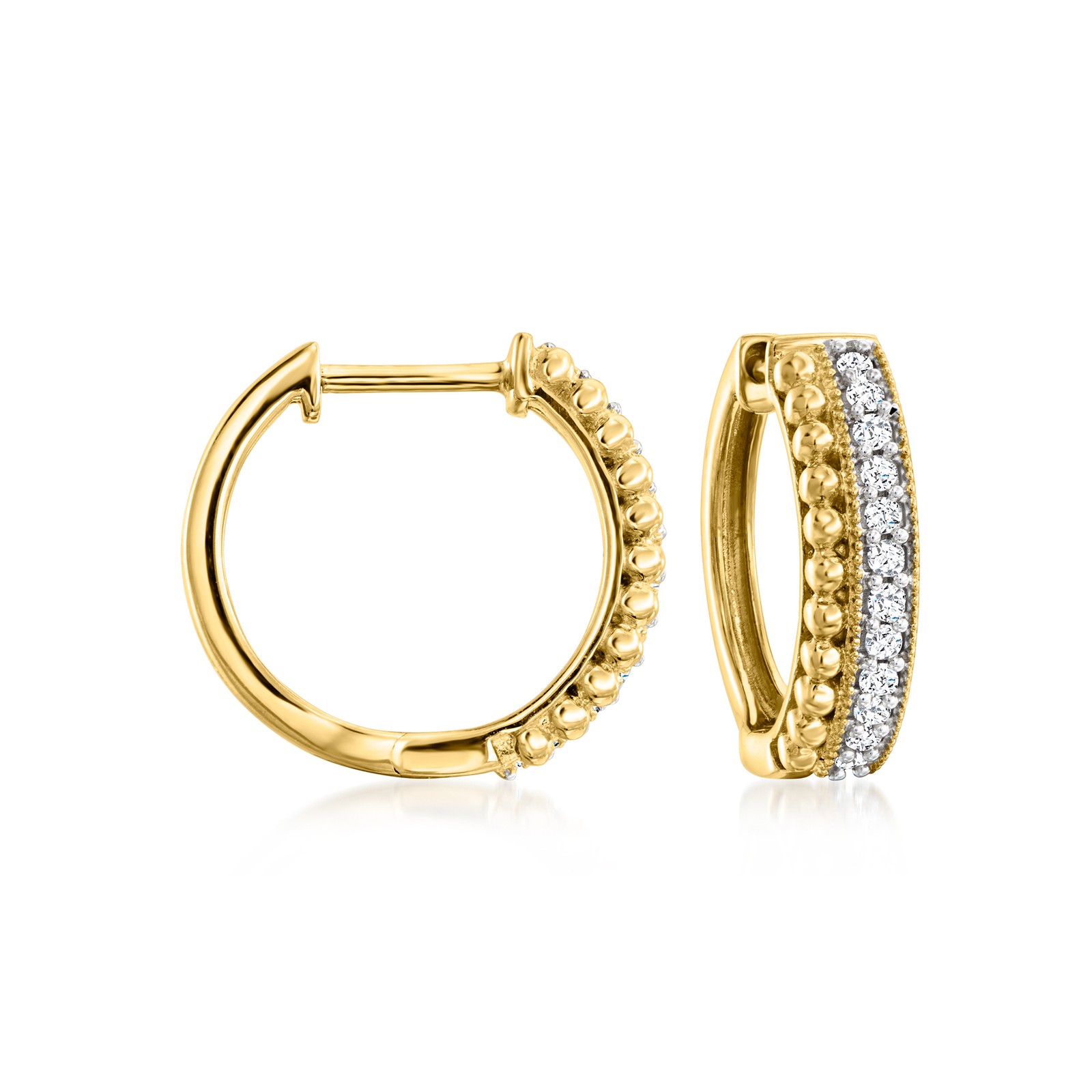 Ross-Simons Diamond Double-Row Hoop Earrings in 18k Gold Plate 5/8 inches