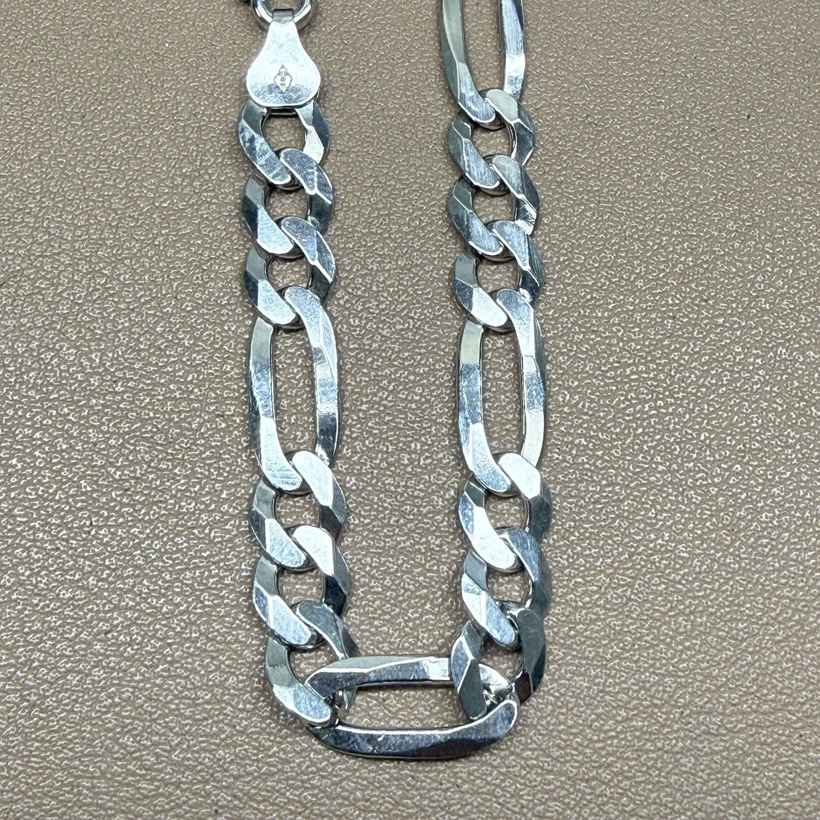 925 Sterling Silver Figaro Flat Link Bracelet Chain 8” 7.1mm