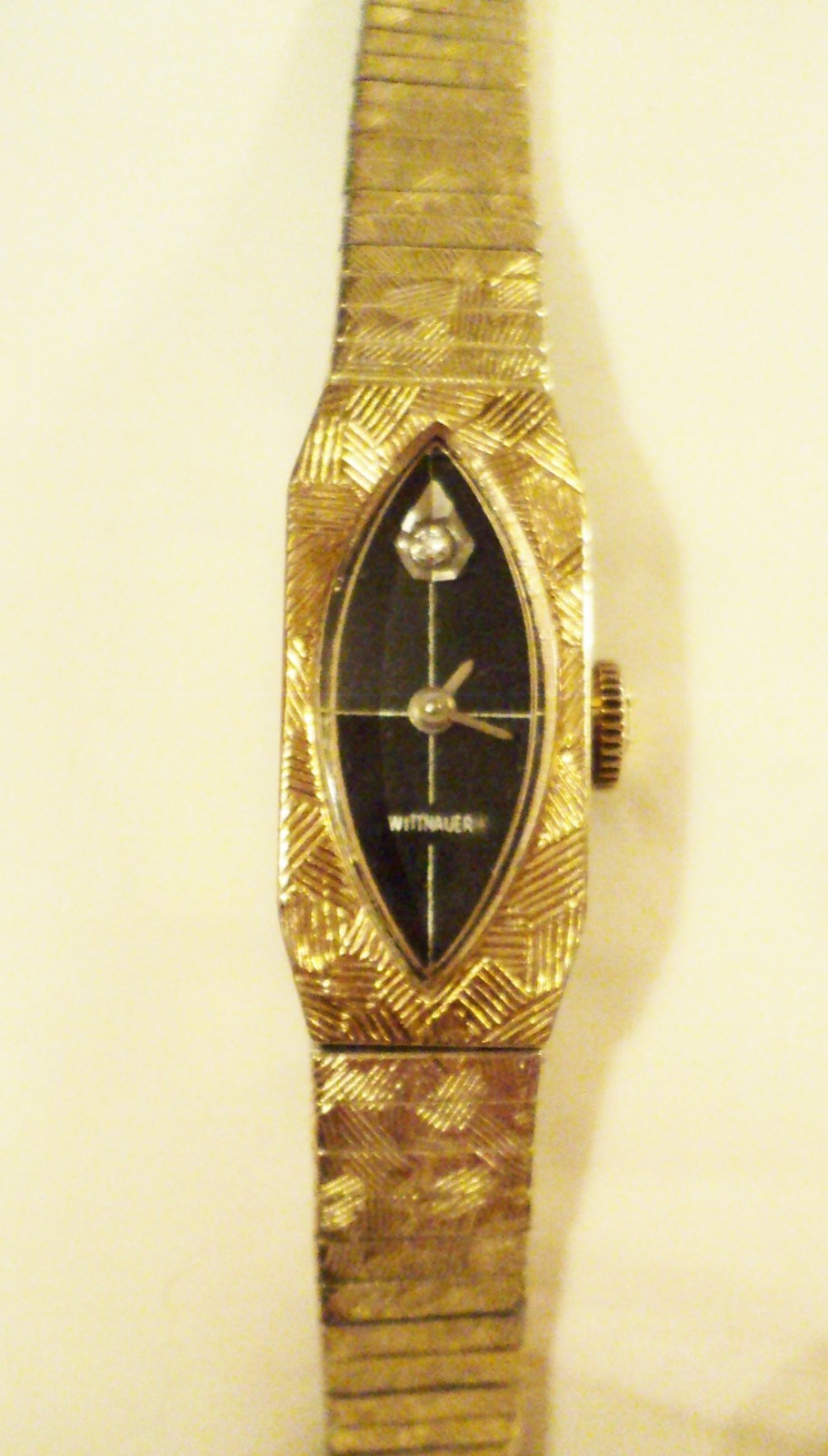 WITTNAUER 10K GOLD FILLED BY LONGINES GENEVE WATCH & BAND DIAMOND 17 JEWELS CASE