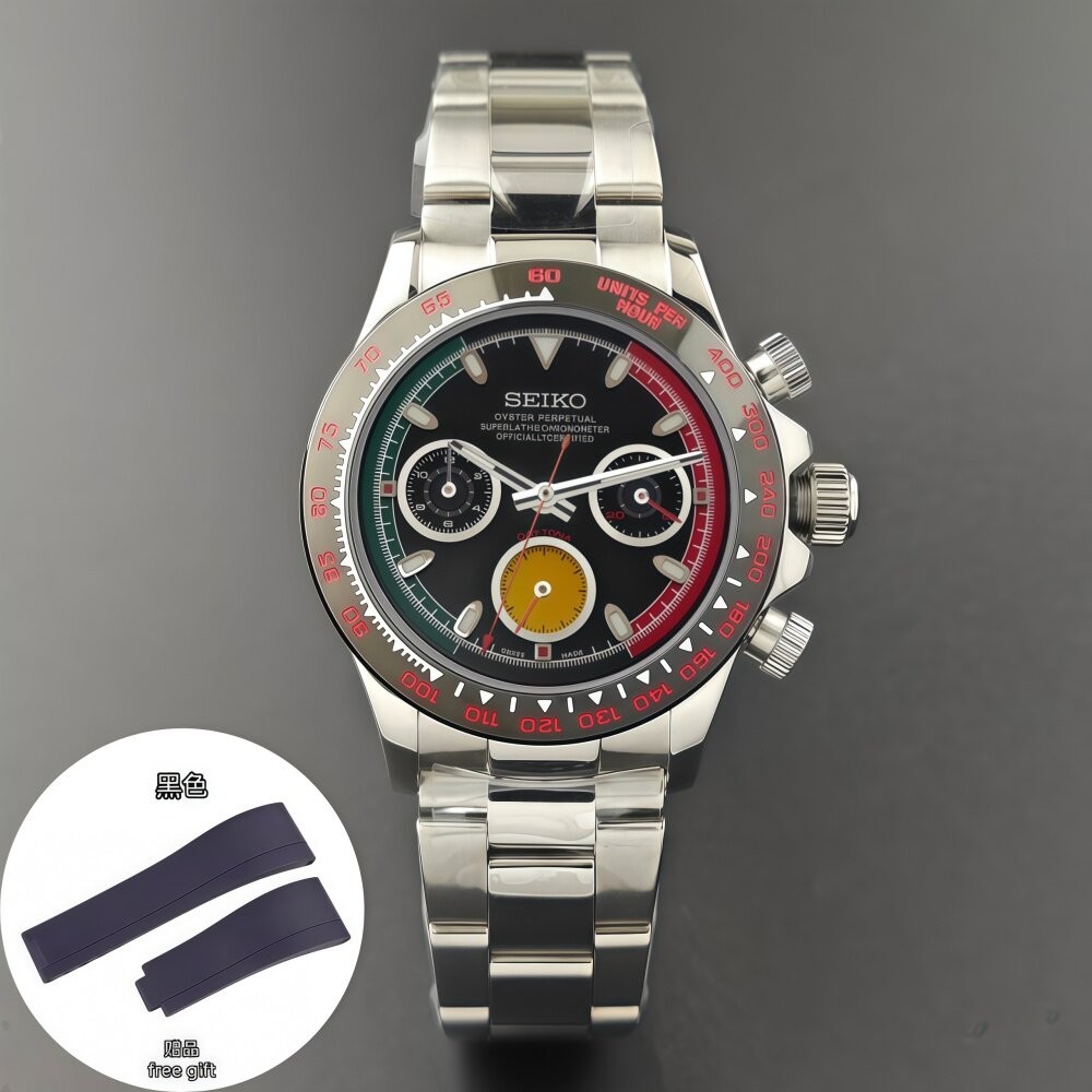 29.5MM DIY Panda Watch Dial Green Luminous For VK63 Movement Watch Parts