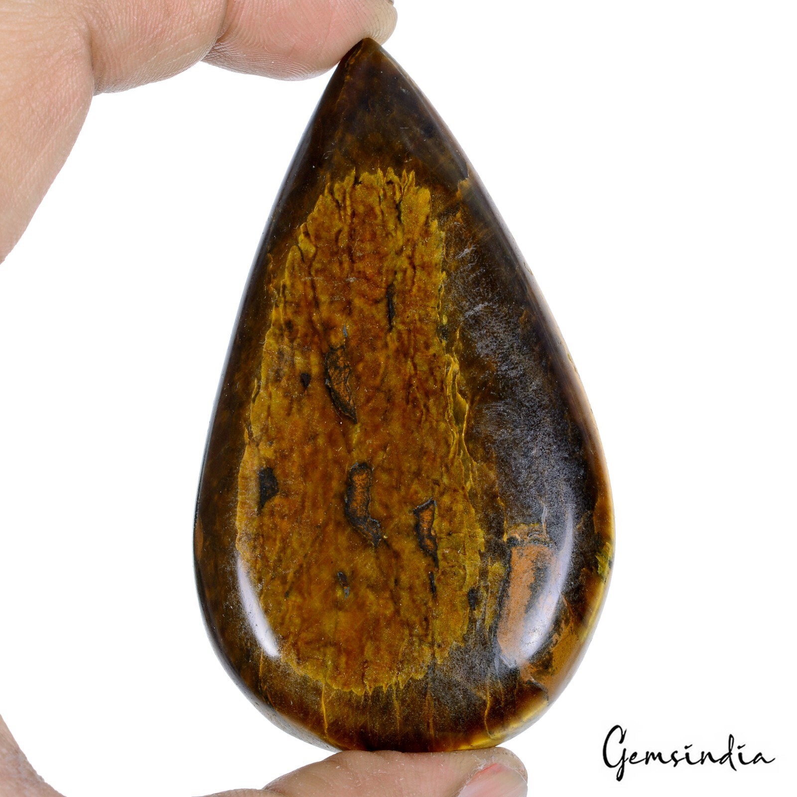 360 Ct Natural Untreated Brown Yellow Tiger Eye Pear Cab Loose Gems For Jewelry