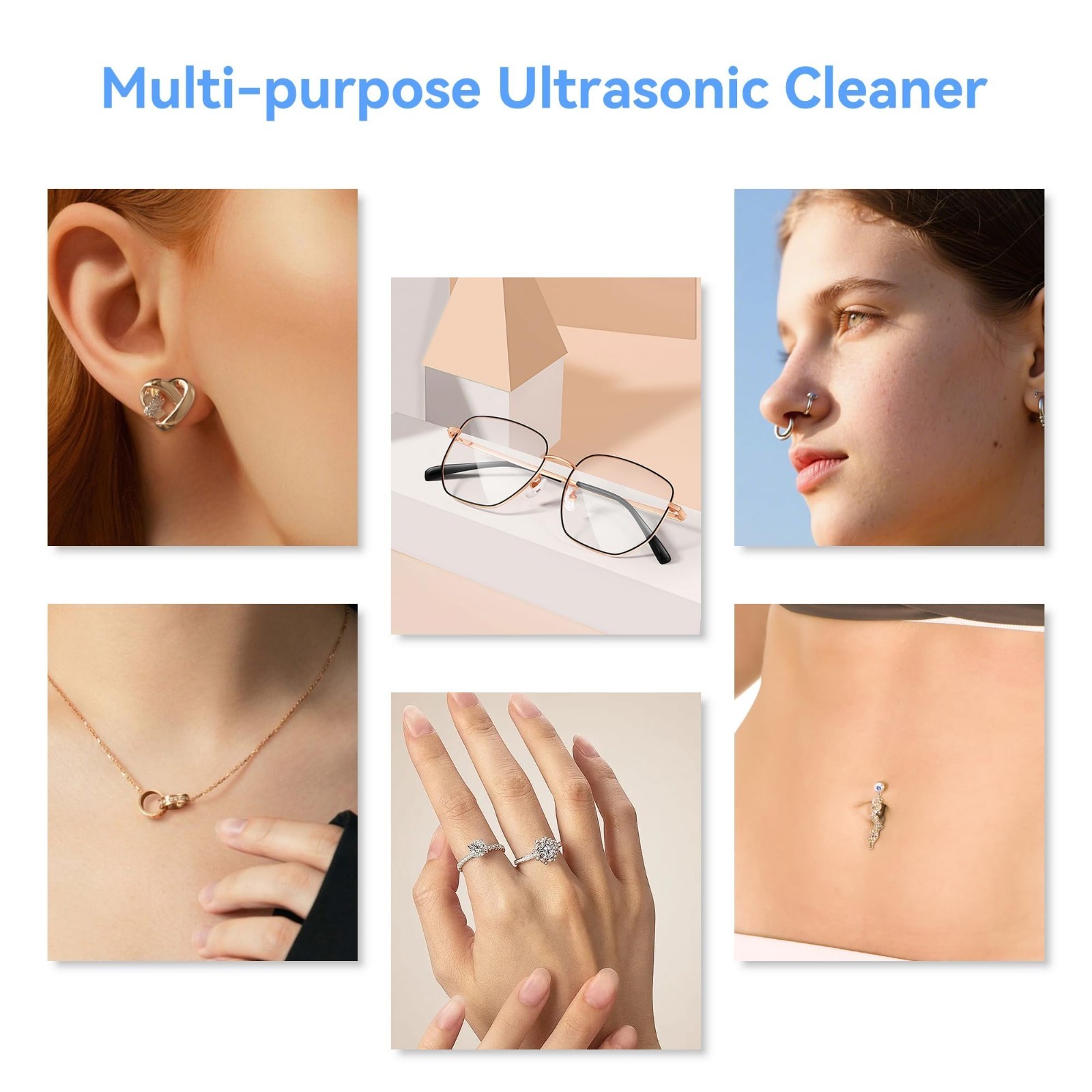 Professional Ultrasonic Jewelry Cleaner 12oz 46KHz, Sonic Cleaner for Rings, Gla