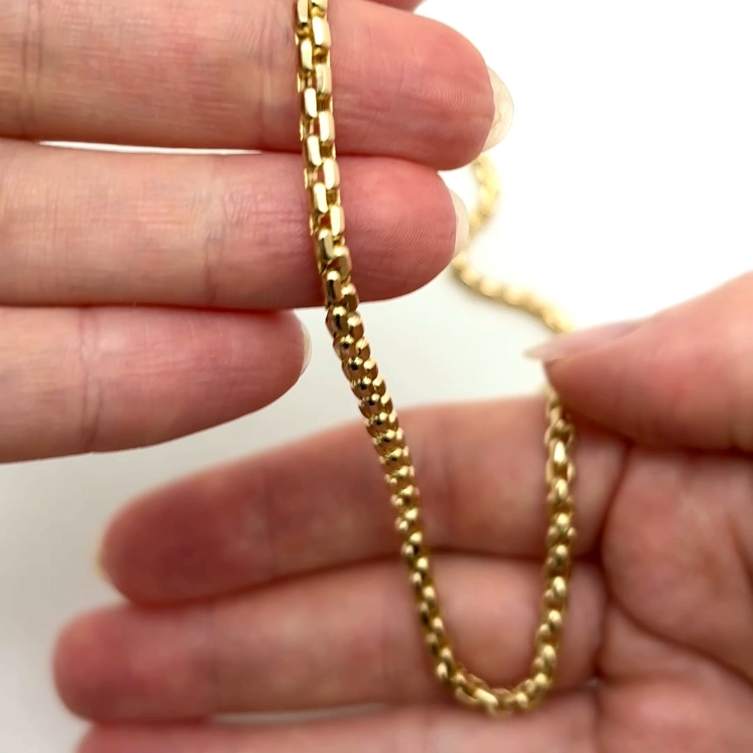 14K Yellow Gold 3mm Round Box Chain (Solid Links) 18″-30″