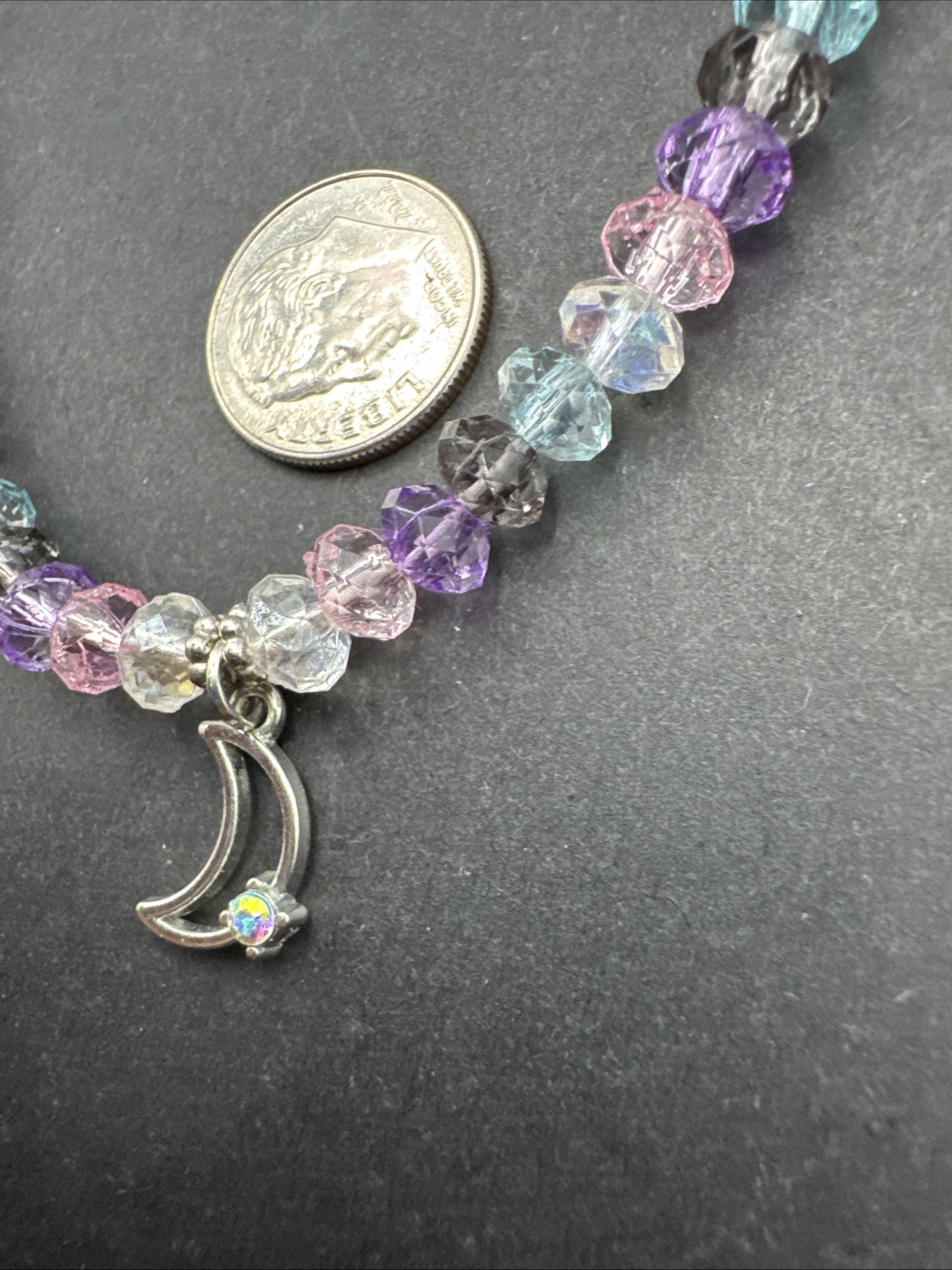 Stretch Choker Pastel Beads With Moon Iridescent Bling FREE SHIPPING!