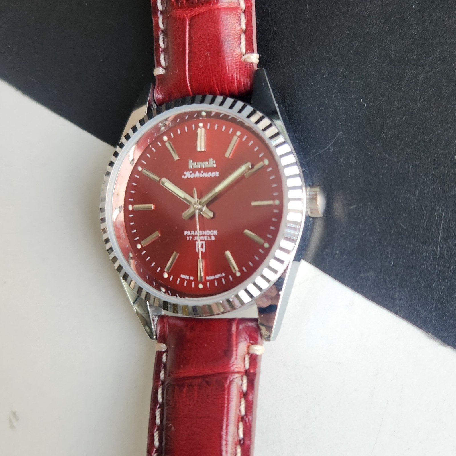 Vintage HMT Kohinoor Fluted Bezel Mechanical Hand Winding Wrist Watch A01