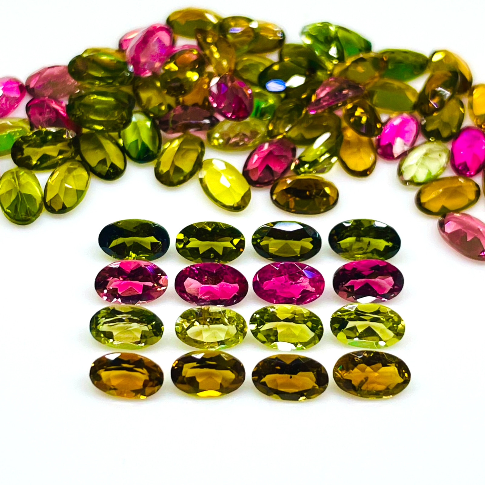 VVS 24 Pcs Natural Multi Tourmaline 5x3mm Oval Cut Loose Untreated Gemstones