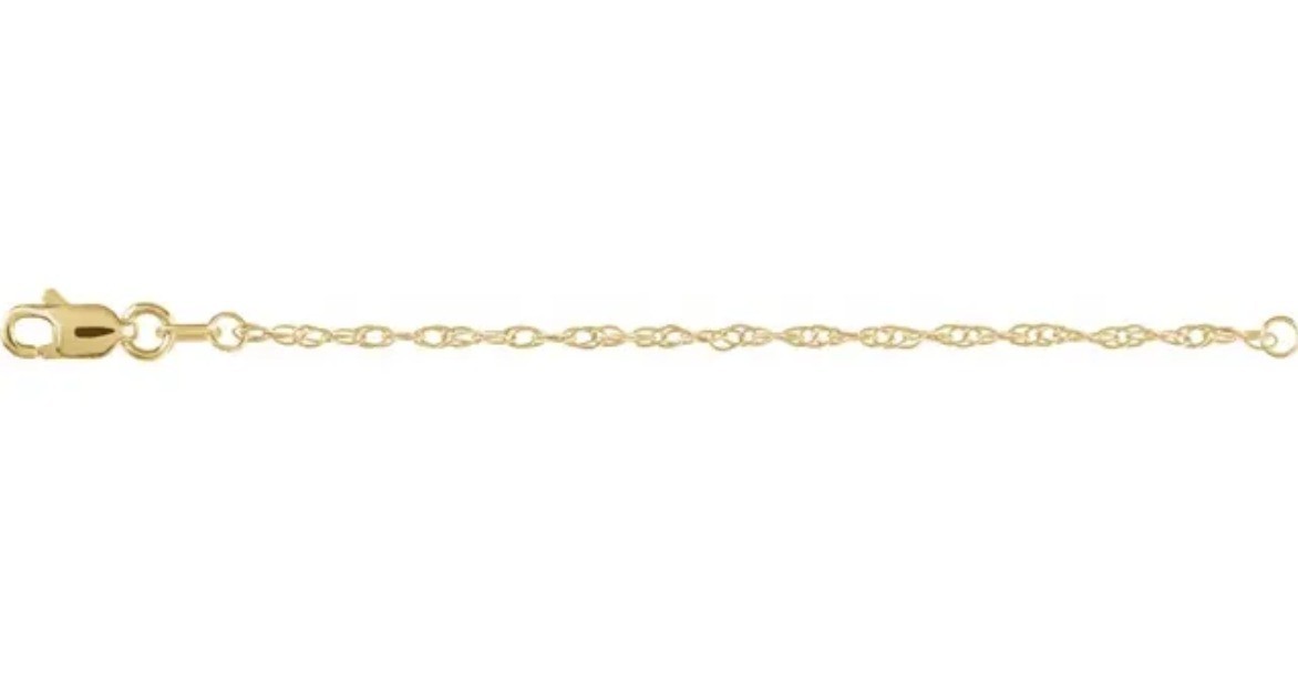 3″ 14k 1.5mm Rope Solid Yellow Gold Lobster Clasp Necklace Chain Extender MIDAS