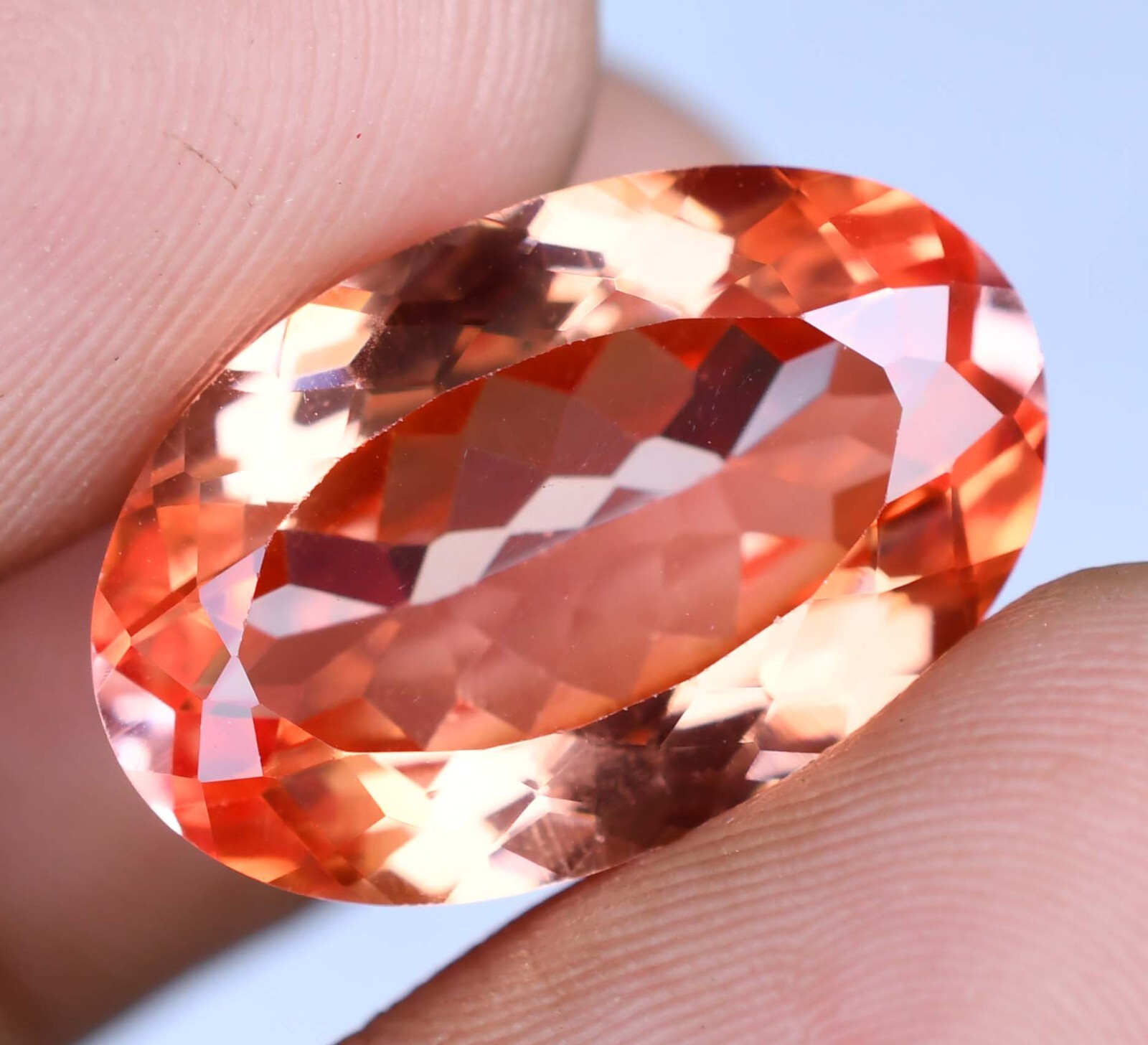 Natural Padparadscha Sapphire 29.50 Ct Oval Certified Flawless Loose Gemstone