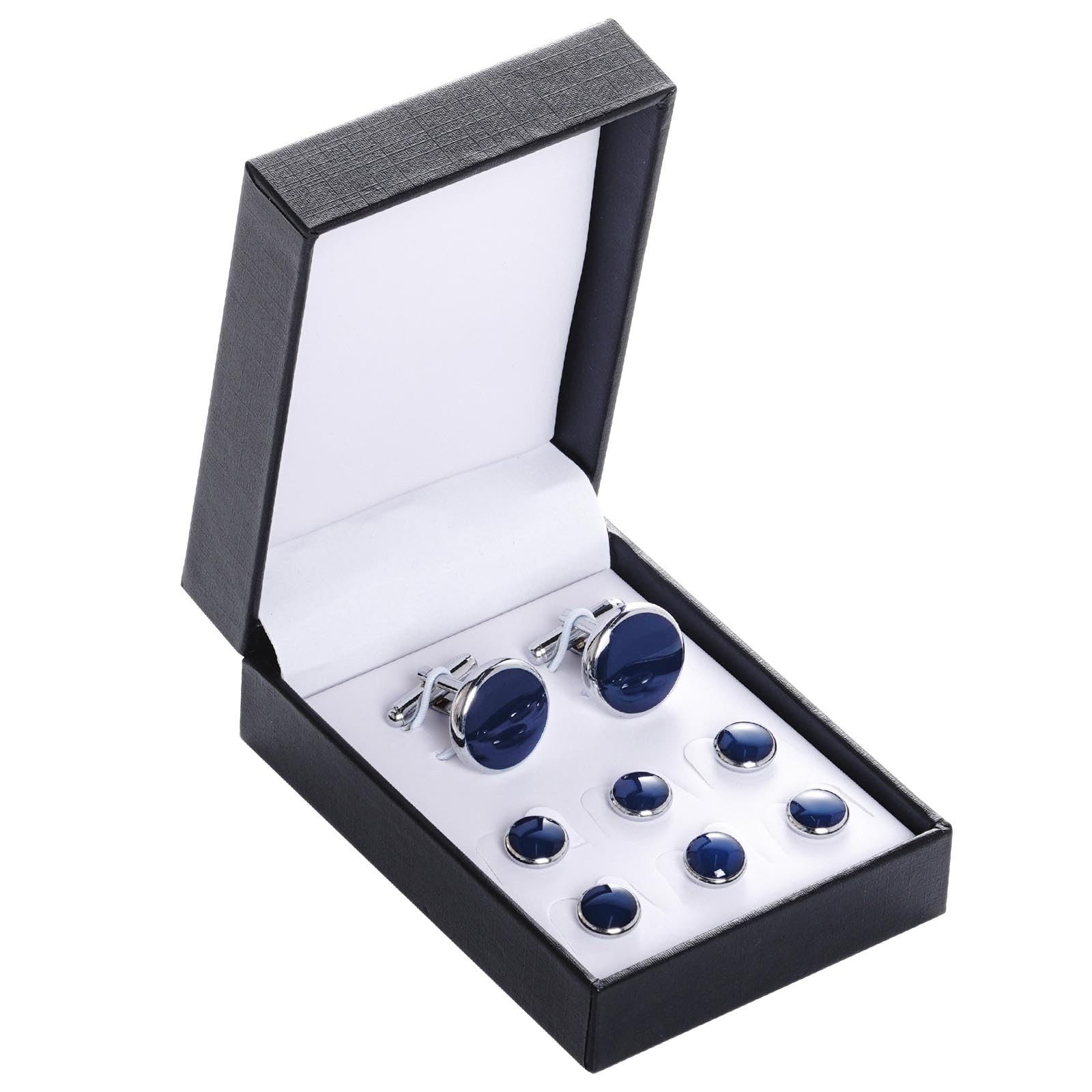 Blue Silver Tuxedo Studs and Cufflinks Set, Mens Cufflinks and Cuff Studs Set…