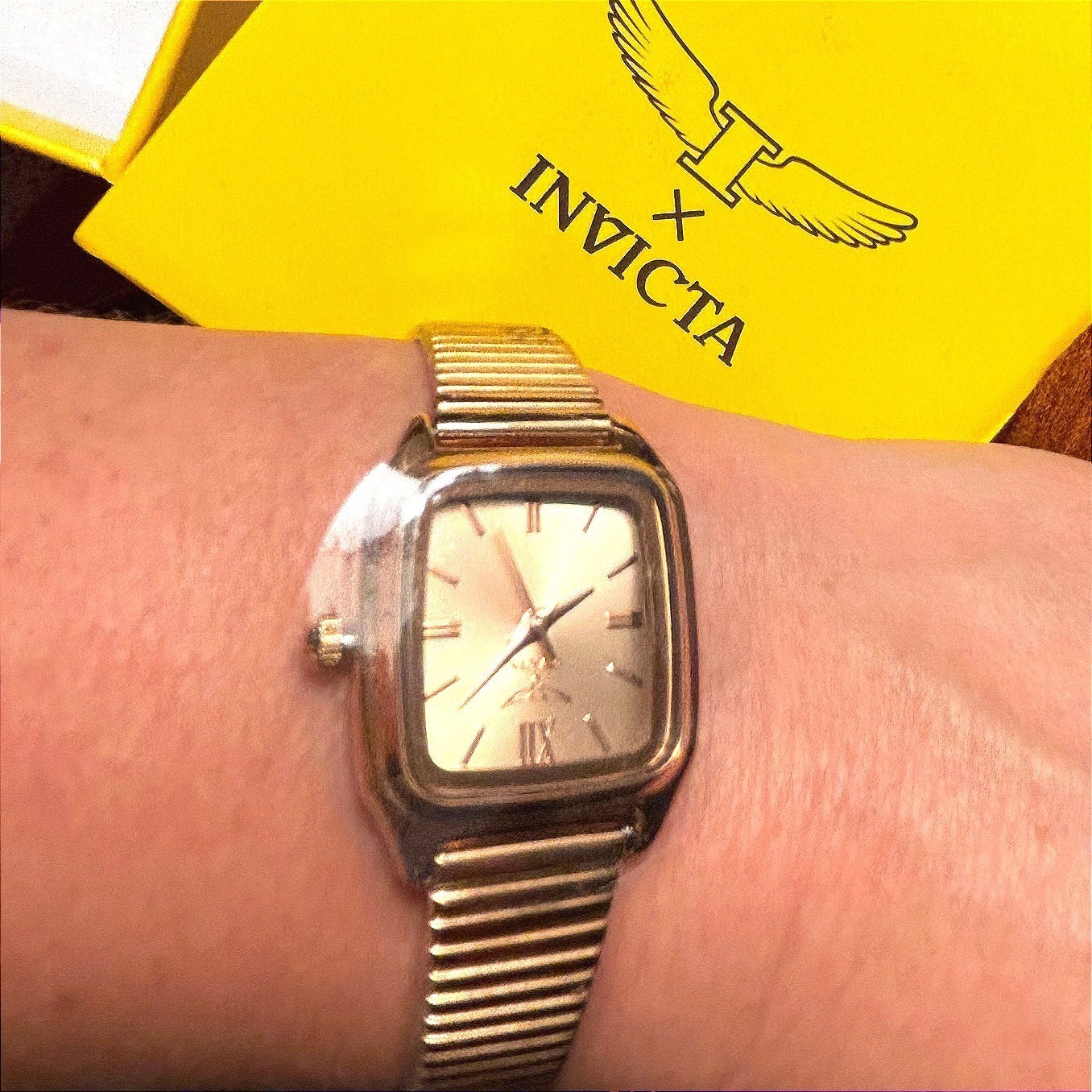Invicta 69090 Rose Gold Square Dial Expansion Band Watch New With Box