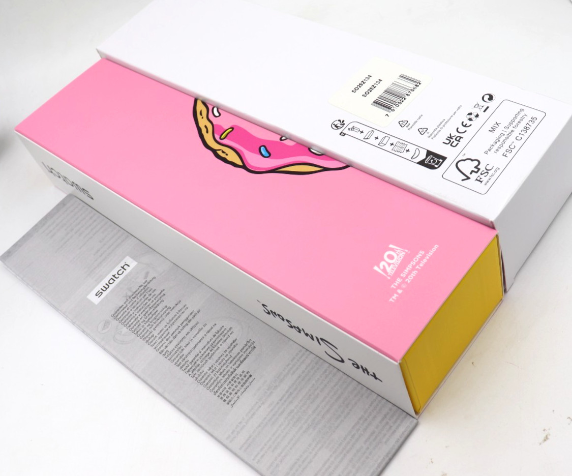 New Swiss Swatch X THE SIMPSONS SECONDS OF SWEETNESS Watch 41mm SO29Z132 $115