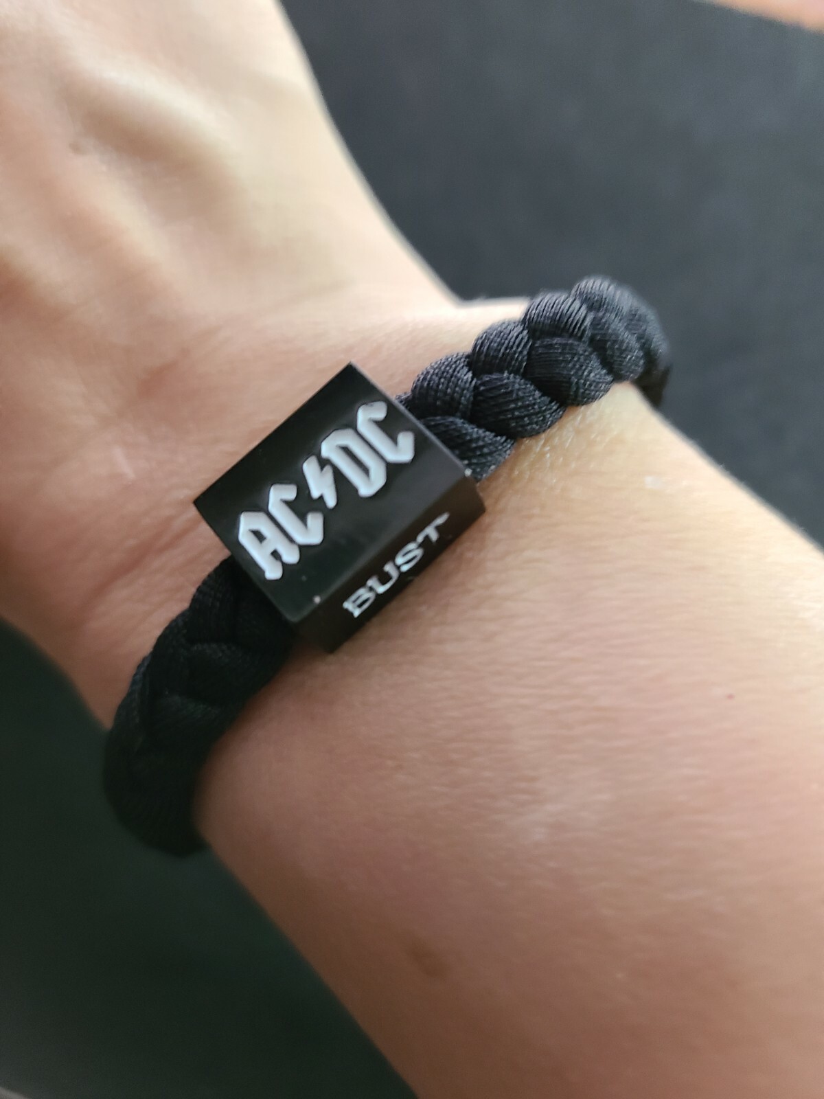 NEW AC/DC ROCK BAND RETRO CLUB UNISEX BLACK BRAIDED STRETCH BRACELET CONCERT