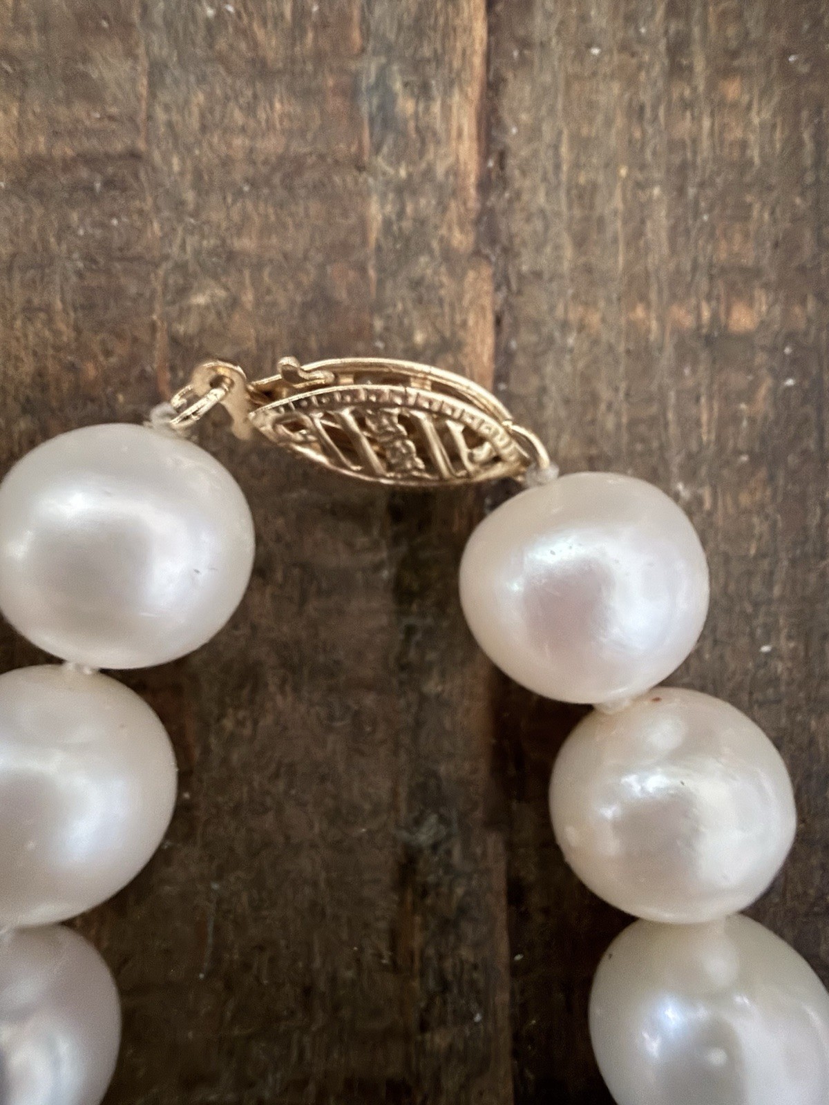 20 inch cultured pearl strand necklace 9.5-10.20mm round 14k gold clasp Fresh