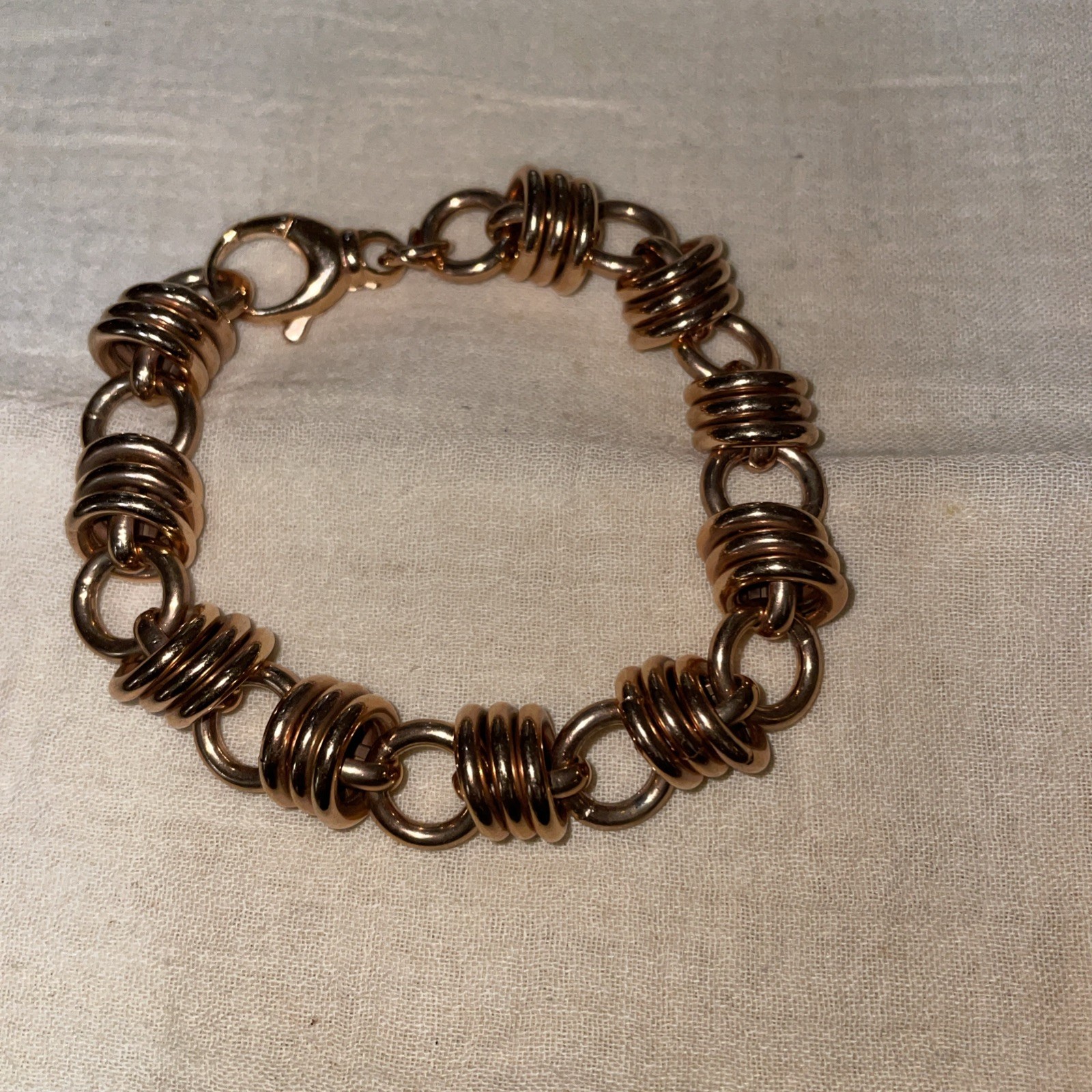Milor Italy Bronze Rose Gold Link Bracelet 8” Etruscan Hoop Style