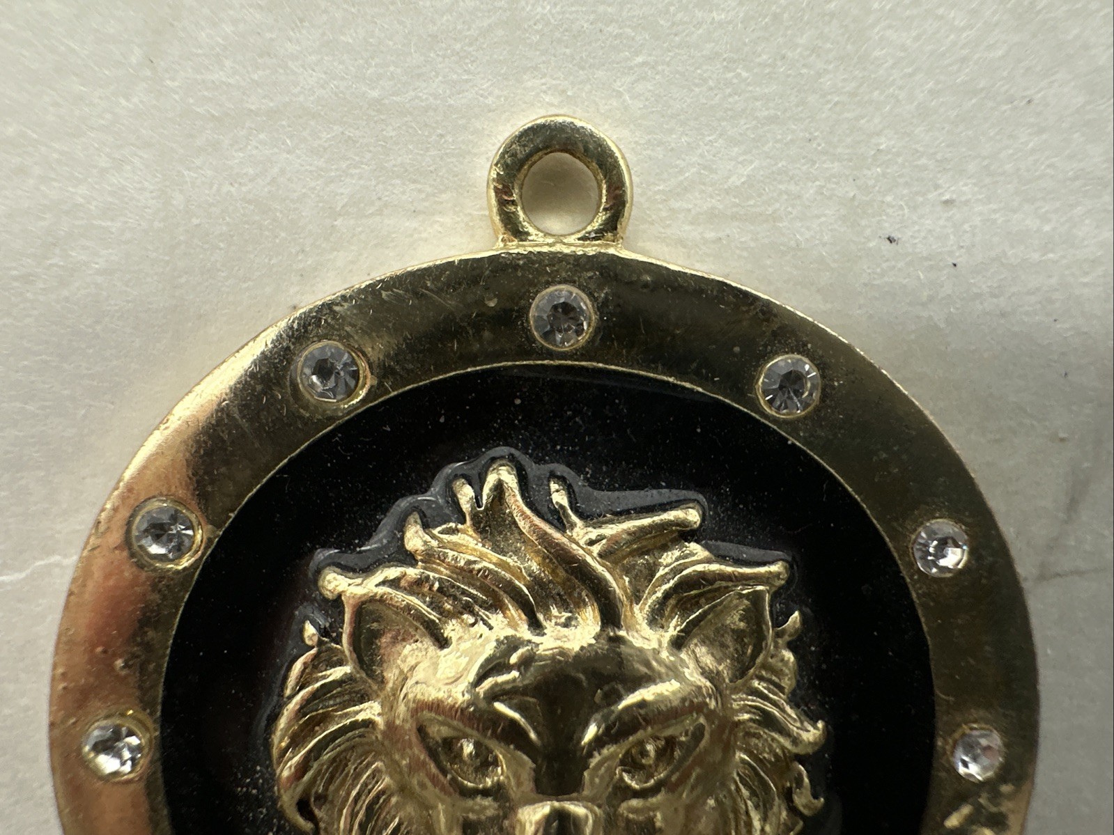 Hip Hop Gold Lion Head Pendant 1 1/4” Gold Color with cubic zirconia diamonds