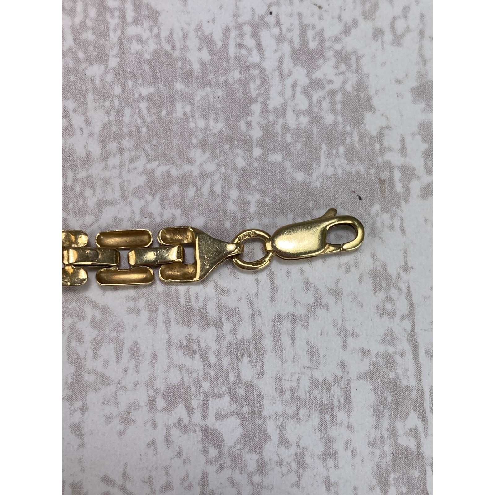 Estate 14k Yellow Gold Panther Link Multi Gemstone Rainbow Bracelet 7.25in