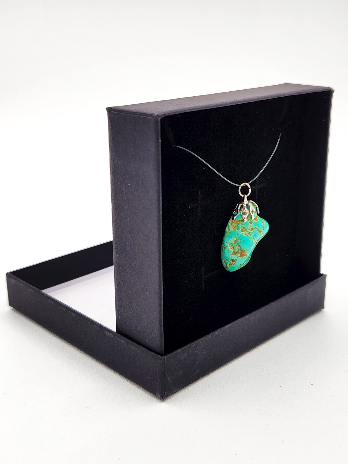 Simple Natural Inclusion Green Turquoise Stone Pendant 3.5gram 1″H x 3/4″W x 7mm