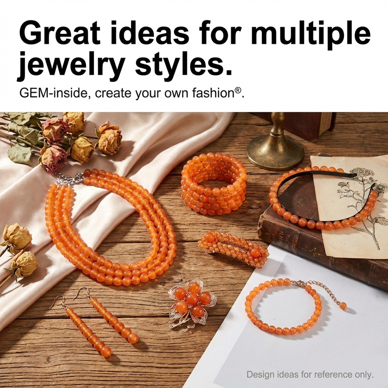 Smooth & Faceted Orange Jade Gemstone Round Beads For Jewelry Making Strand 15″