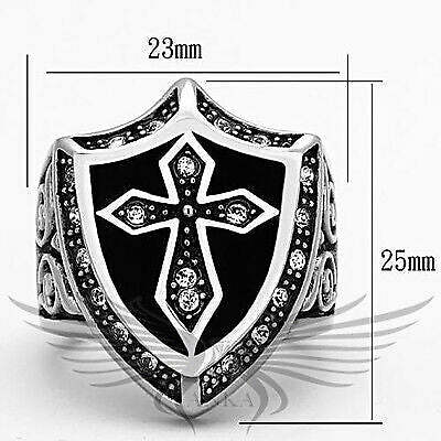 Men’S Stainless Steel Top Grade Crystal Cross Ring 8 9 10 11 12 13 Tk1349