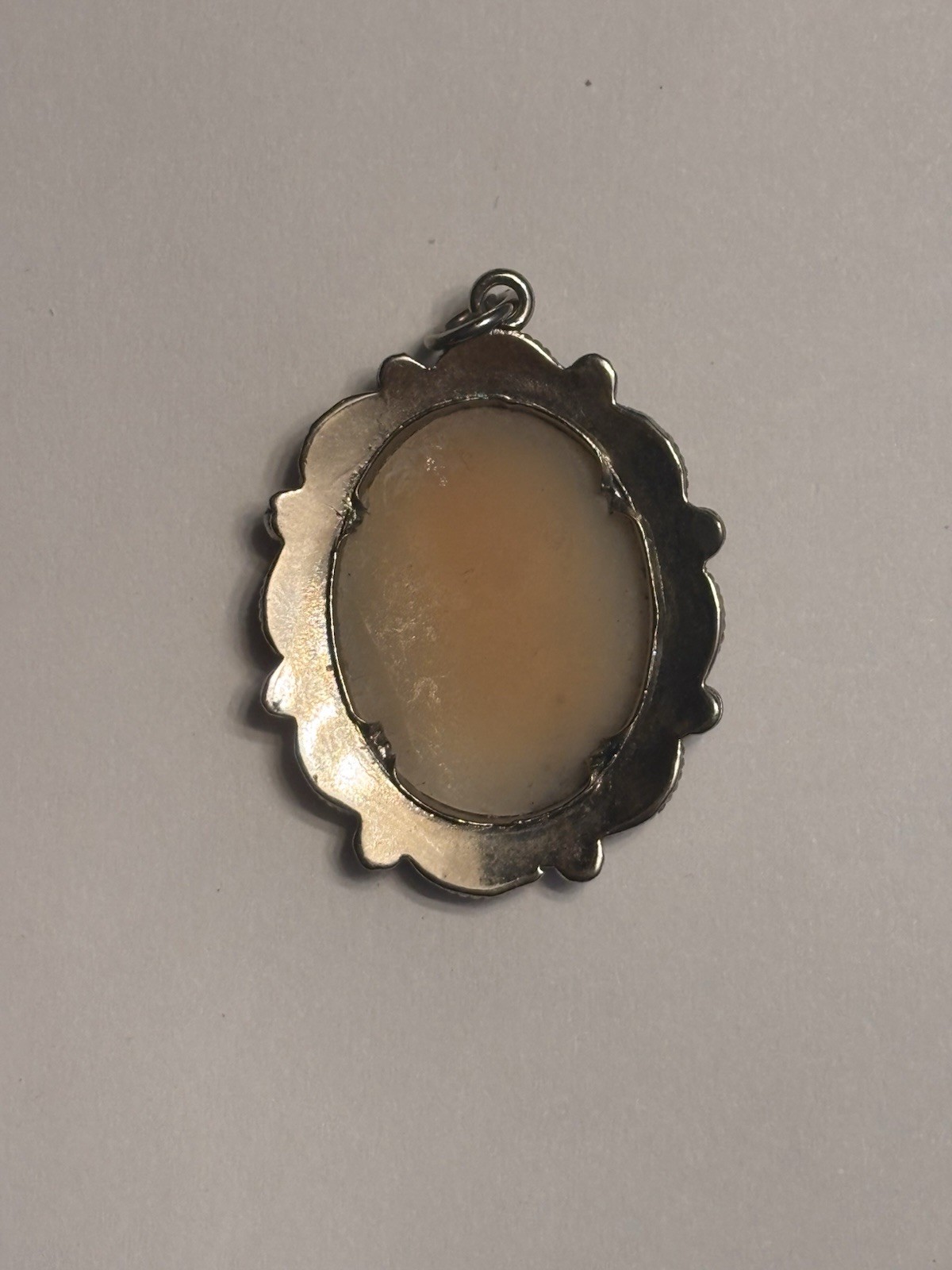 Silver Tone Shell Cameo Pendant