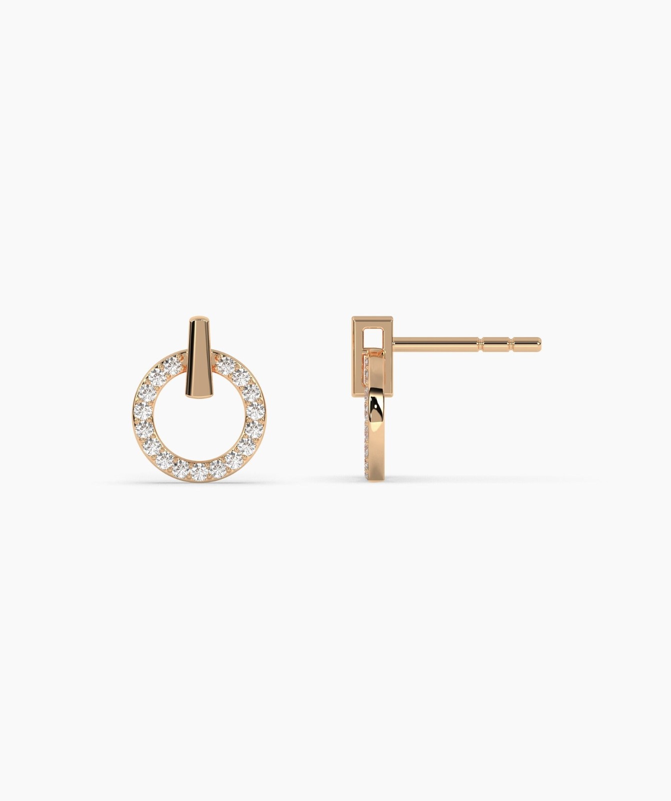 Round E-F/VVS Lab Grown Diamond 14K Gold Open Circle Door Knocker Stud Earrings